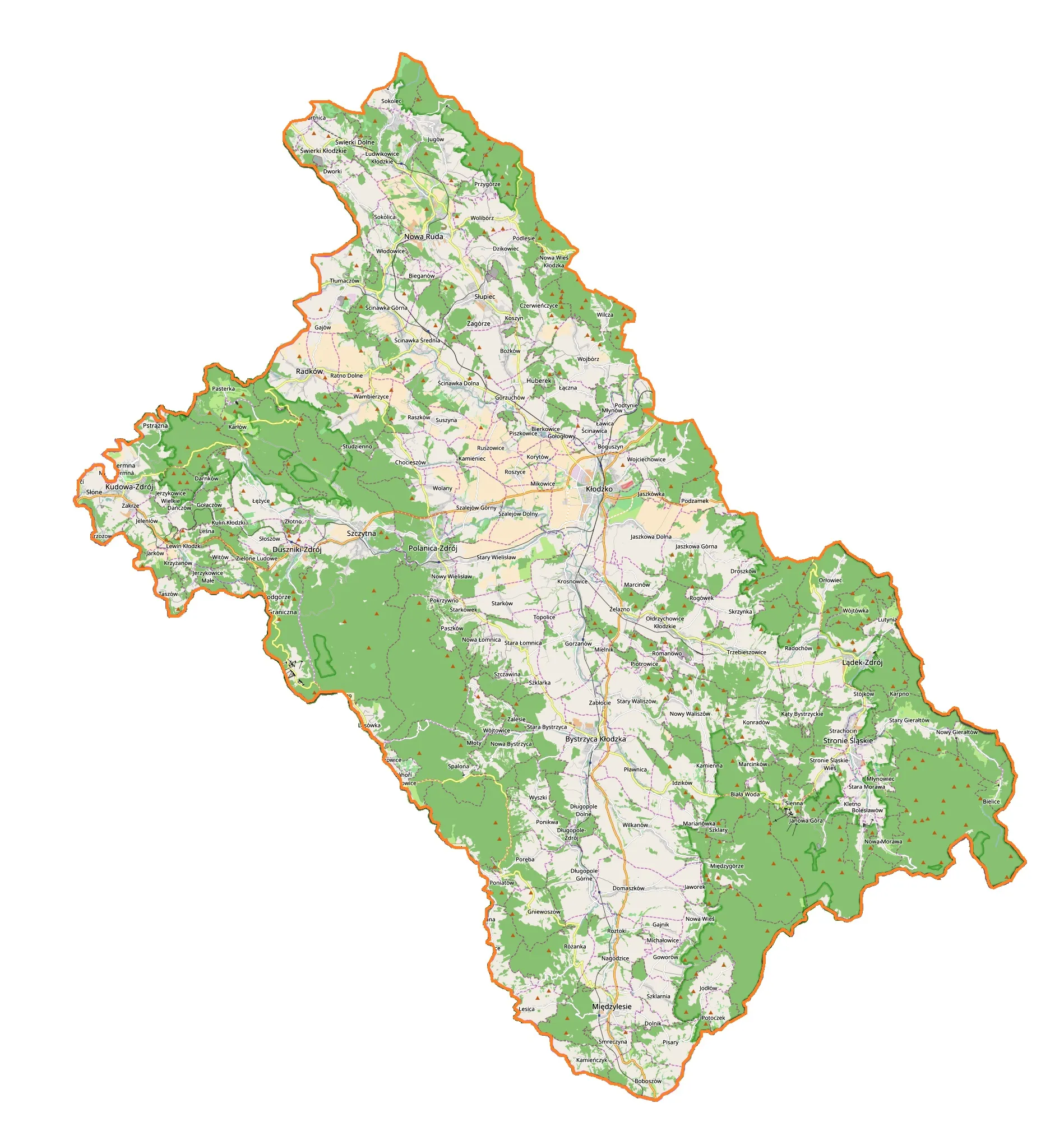 Photo showing: Location map of powiat kłodzki, Poland.