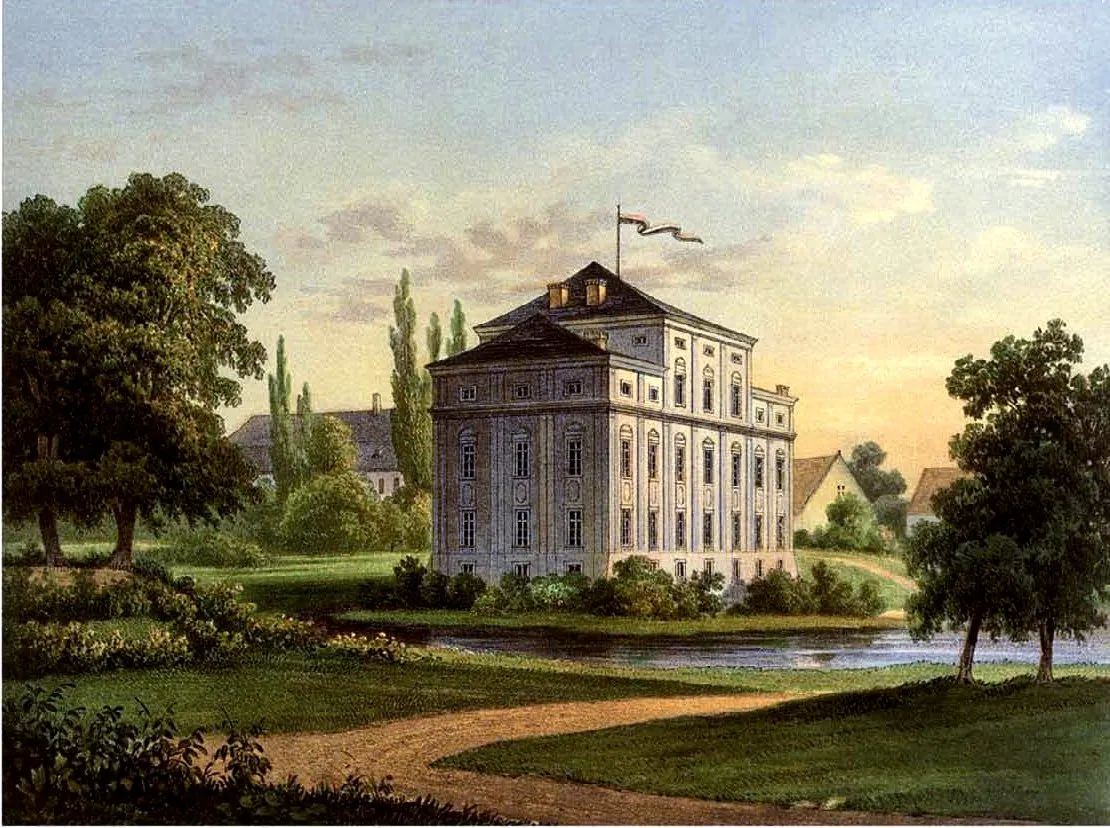 Photo showing: Schloss Silbitz, Kreis Nimptsch, Provinz Schlesien, Lithografie aus dem 19. Jahrhundert