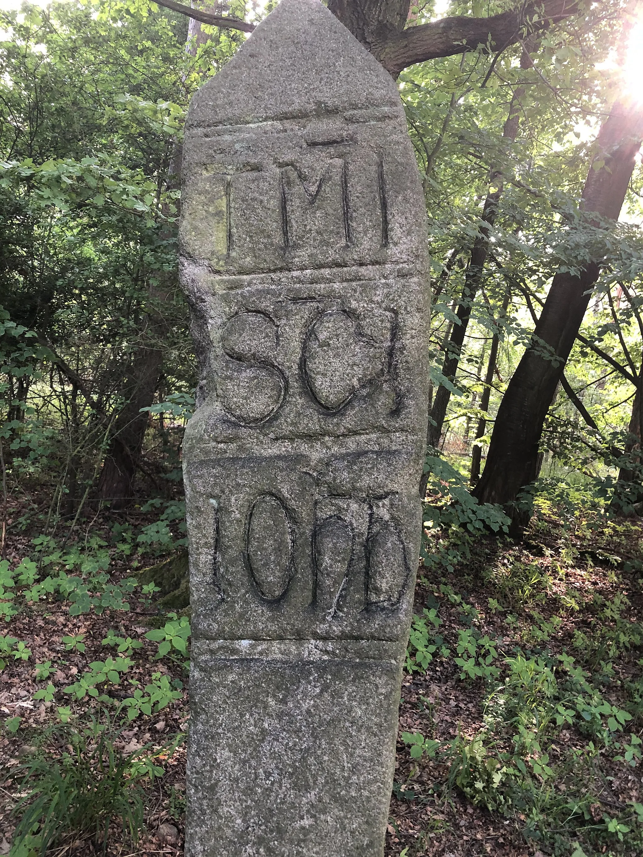 Photo showing: Granite monolith on the border of Wrocław - Otmuchów Bistum