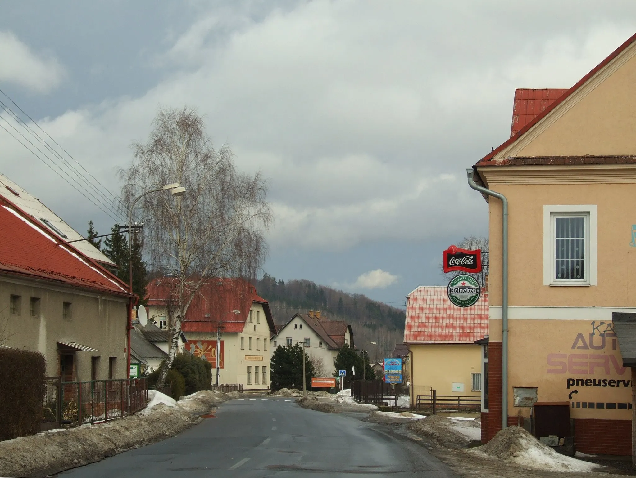 Photo showing: Lipová-lázně (Bad Lindewiese), Czech Silesia - main road (nr 369)