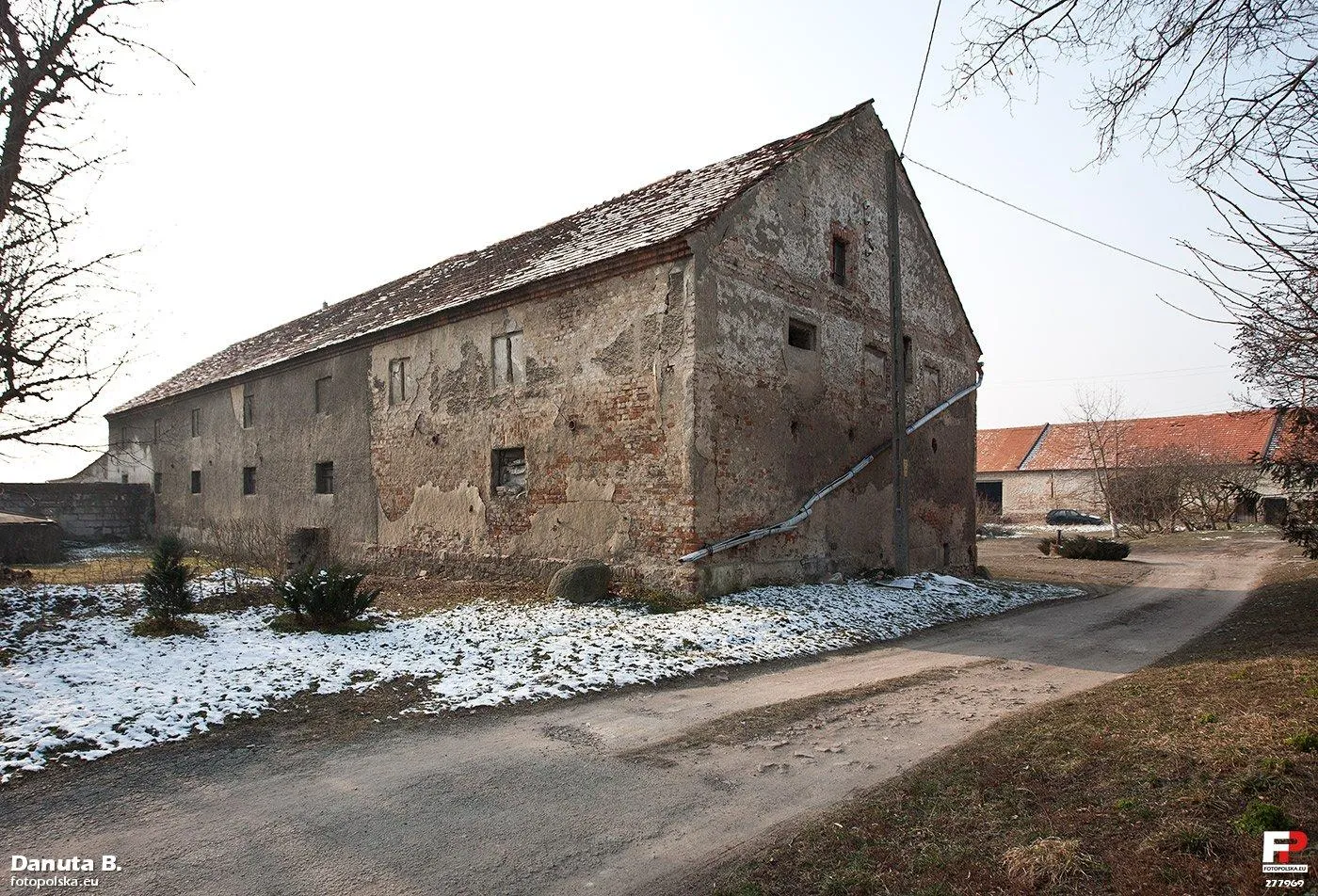 Photo showing: Jedno z gospodarstw, na pierwszym planie budynek inwentarski.