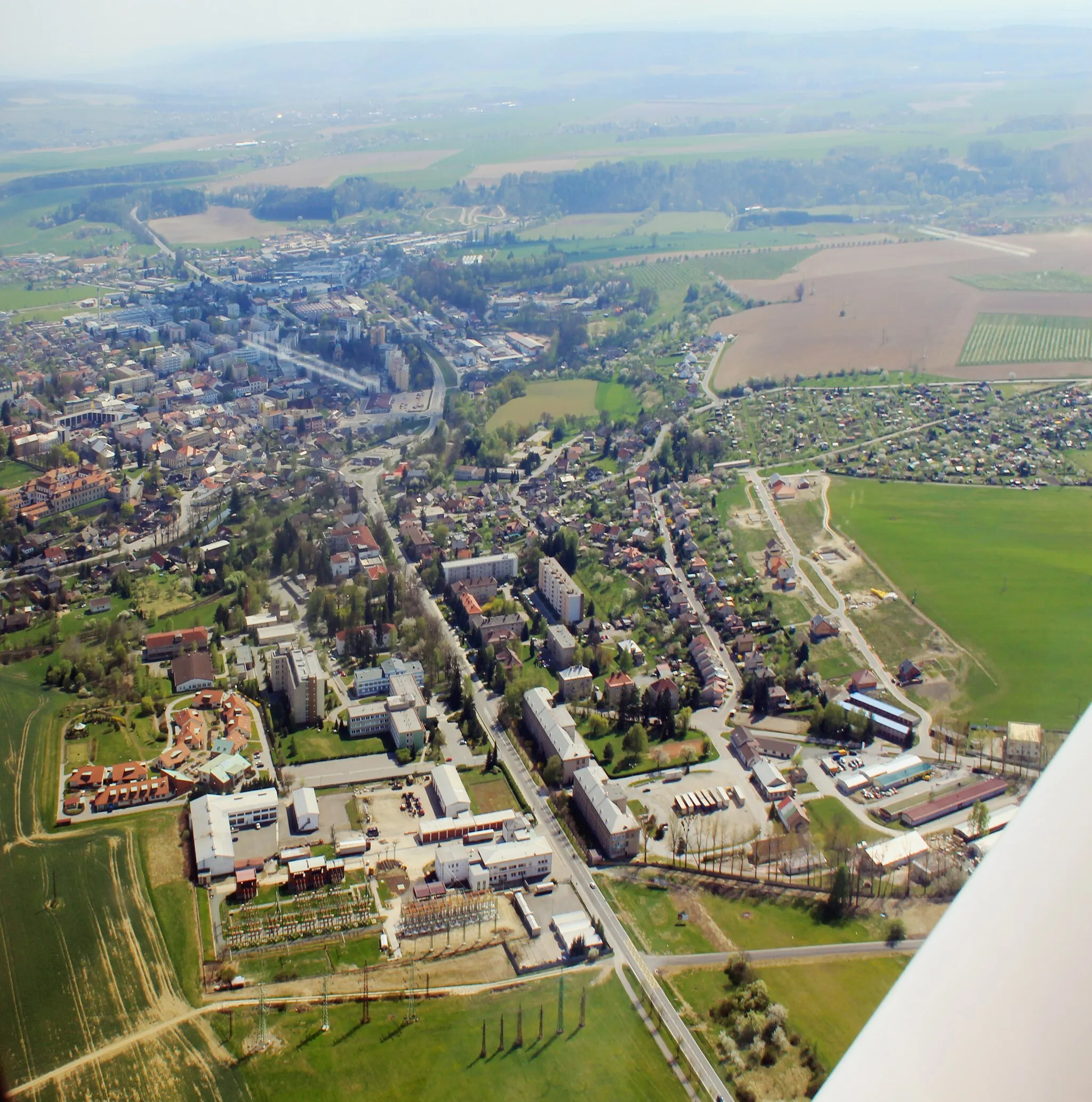 Photo showing: Town Rychnov nad Kněžnou from air, eastern Bohemia, Czech Republic