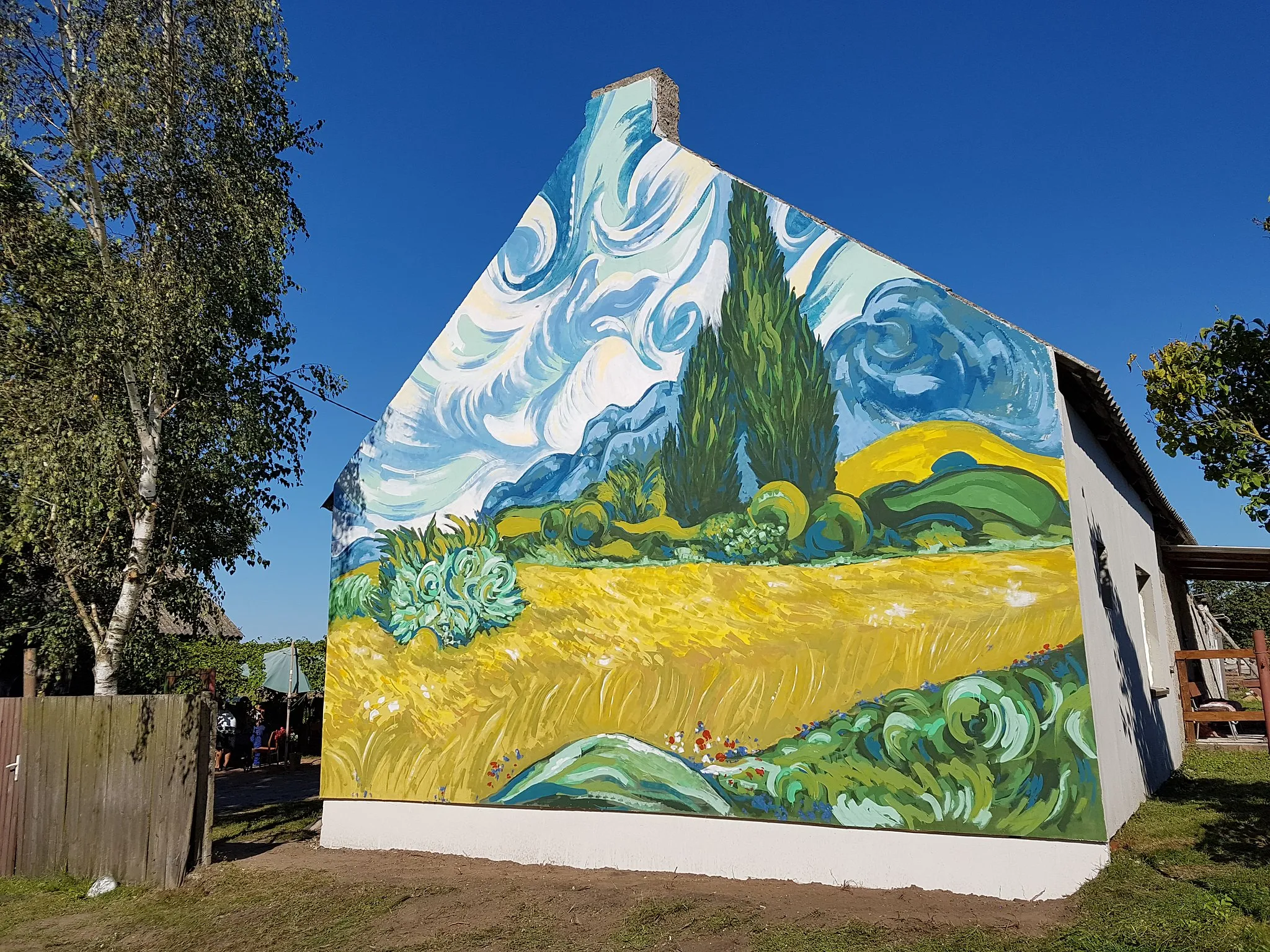 Photo showing: Mural powstały na terenie wsi Brzózki w 2016r. inspirowany twórczością Van Gogha.