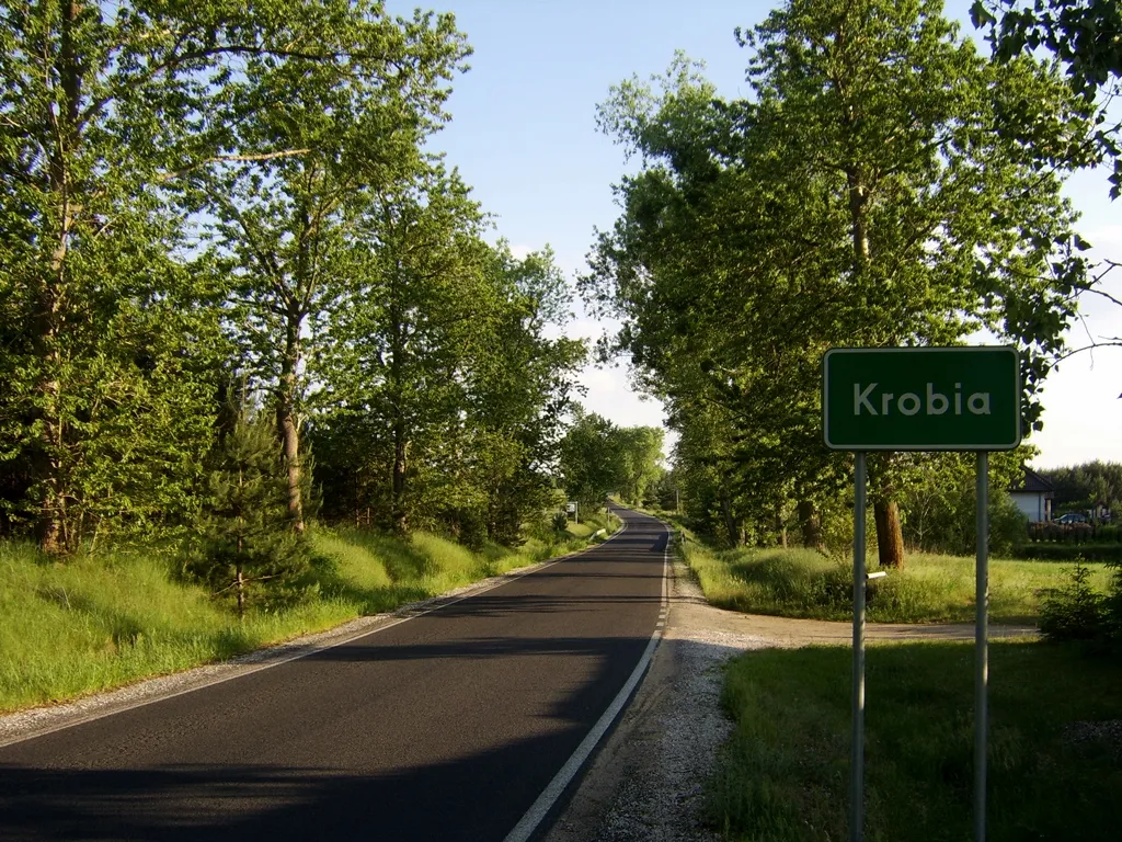 Photo showing: Tablica miejscowości Krobia w woj. kujawsko-pomorskim