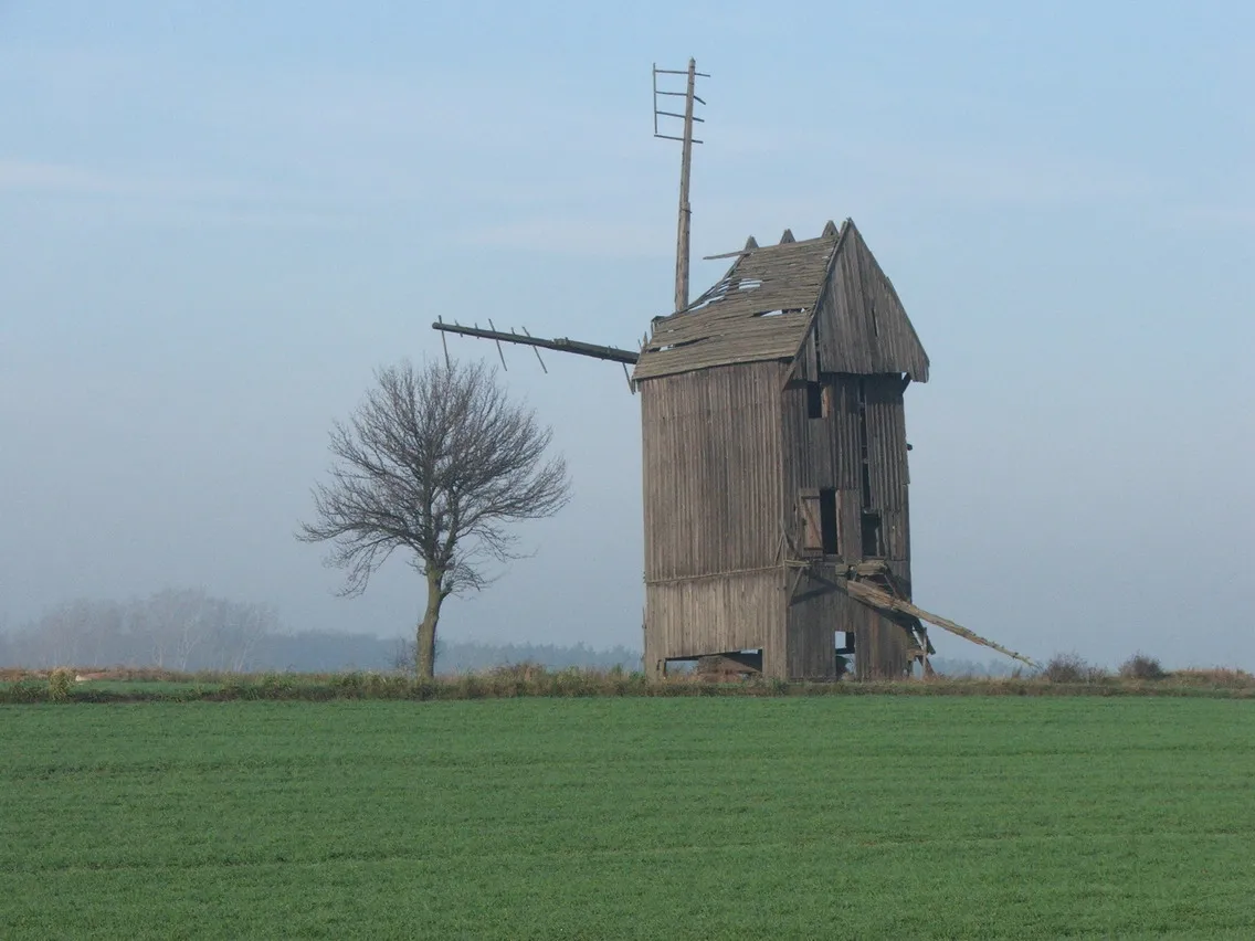 Photo showing: A 19th century ruined windmill at Chrosno, kujawsko-pomorskie voivodship, Poland.