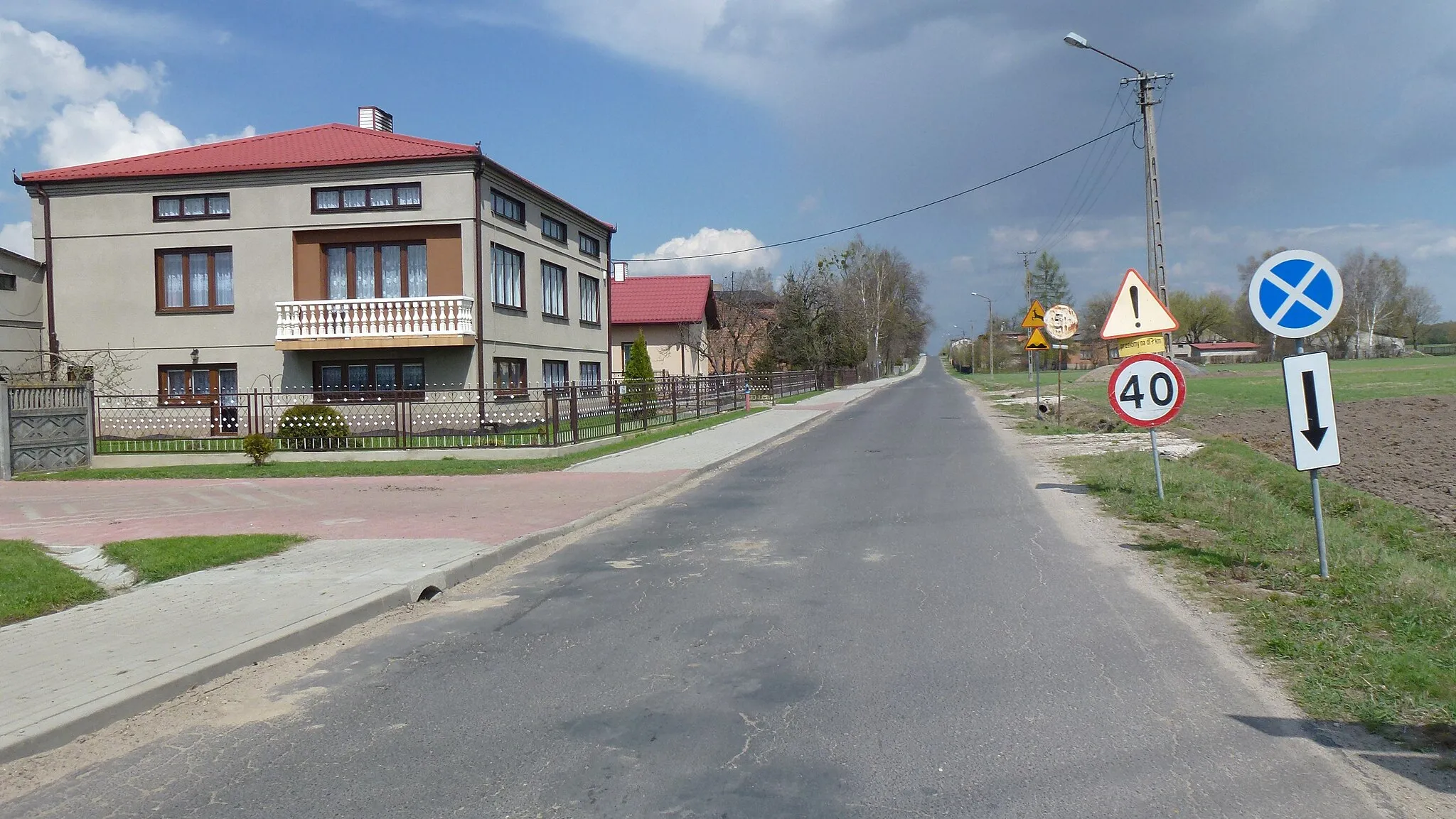 Photo showing: Zabudowa wsi Borowa droga w stronę miasta Koluszek Droga wiejska Gmina Koluszki