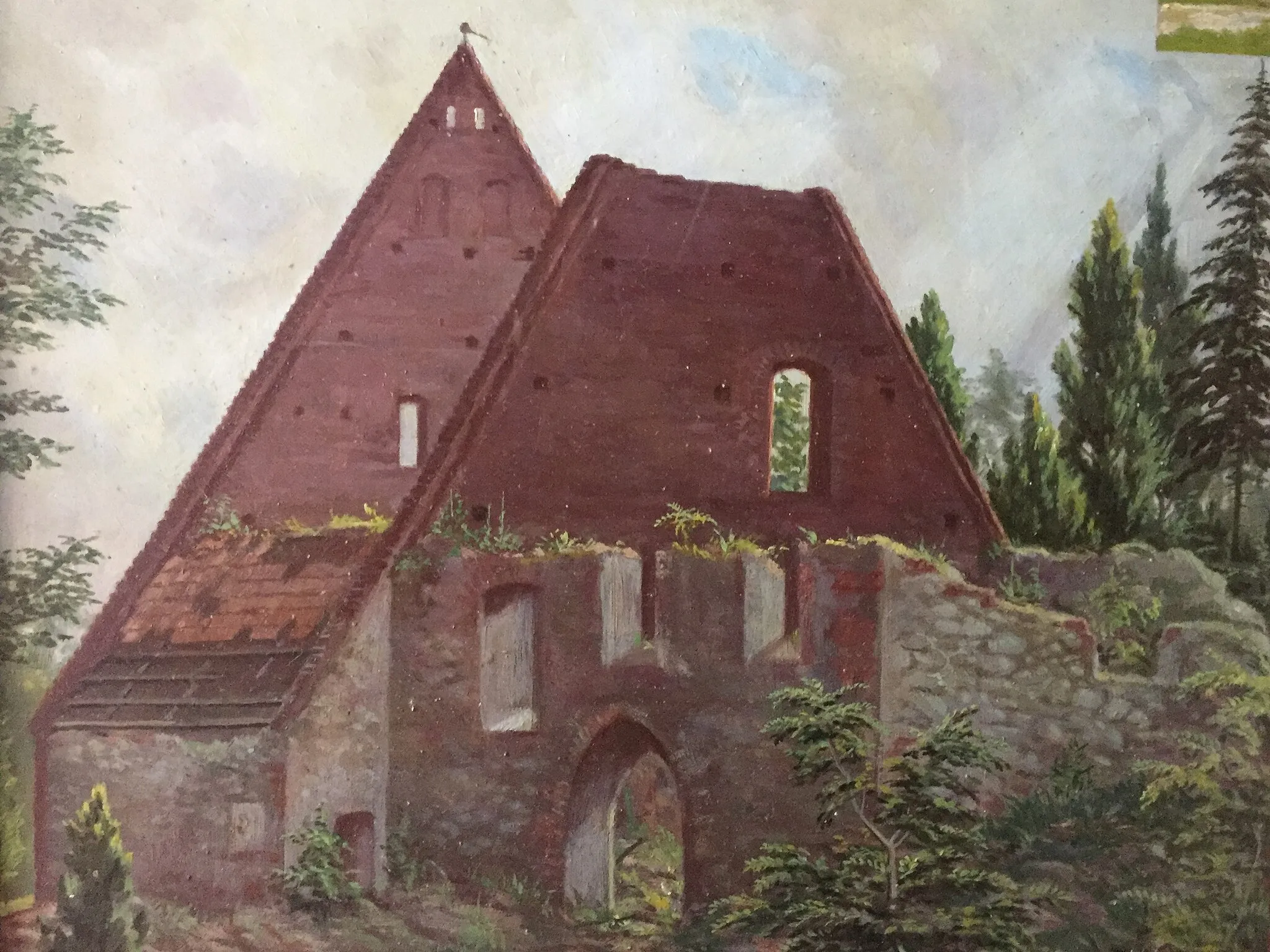 Photo showing: Ruina kościoła w Wilkowie po II wojnie światowej