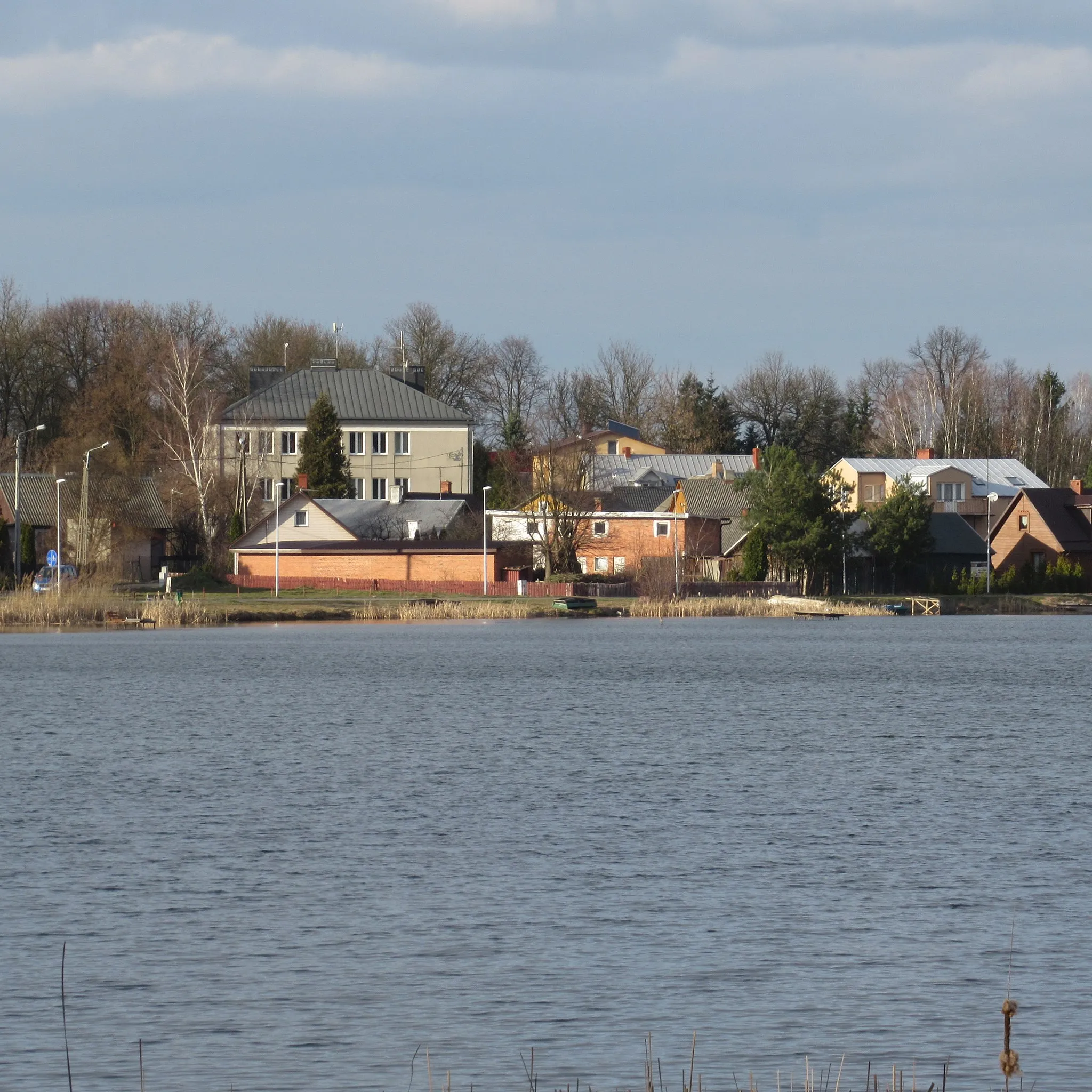 Photo showing: Jezioro Firlej wczesną wiosną. Na drugim planie wieś Firlej.