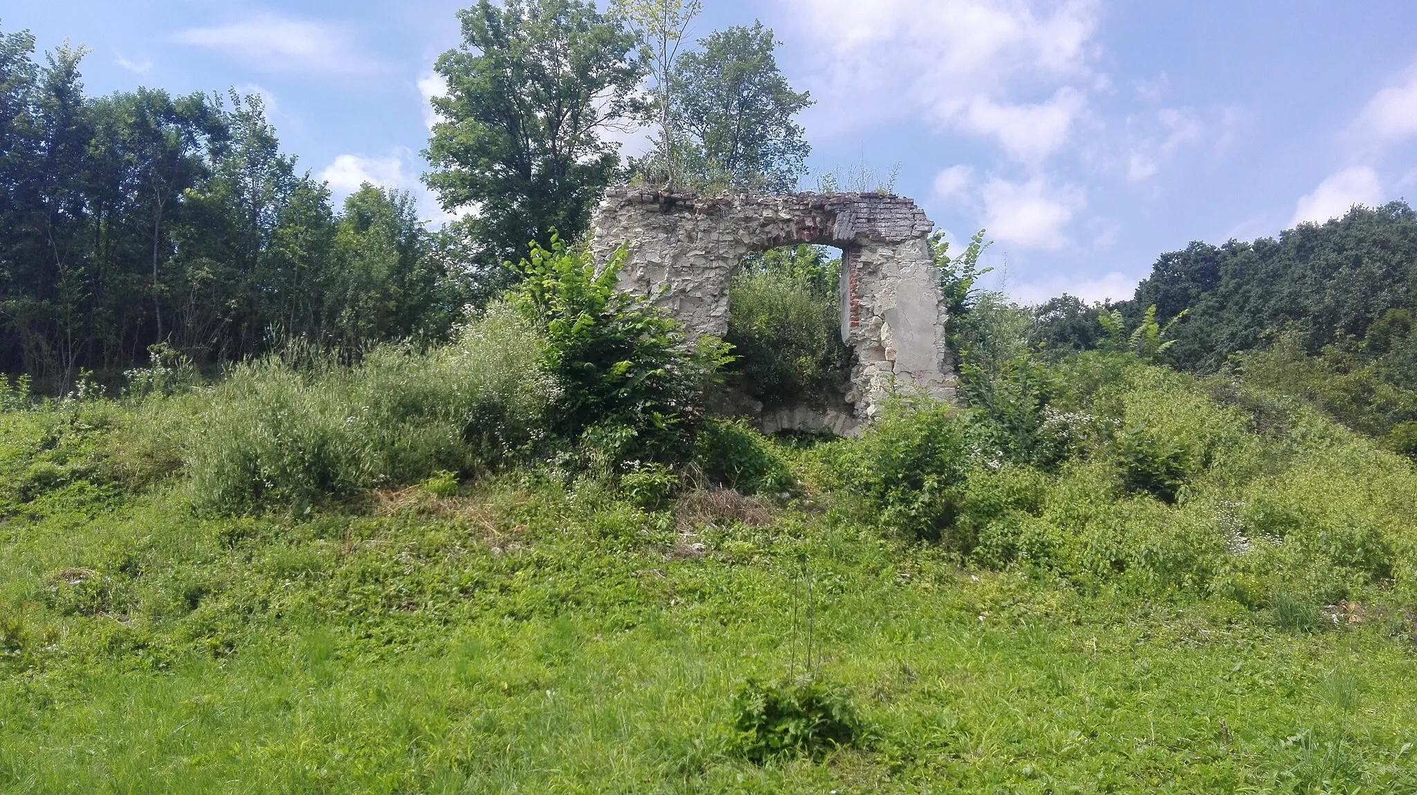 Photo showing: Ruiny wieży zamkowej z 2 połowy XIV wieku, przebudowanej w XVI wieku.