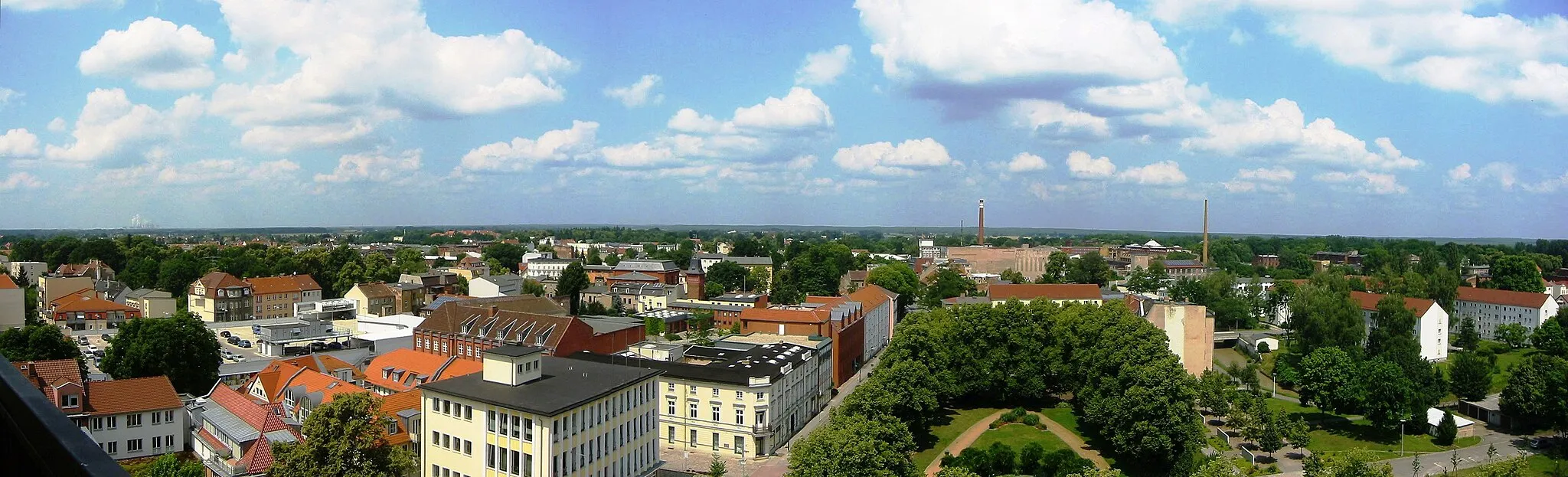 Photo showing: Panoramablick vom Kirchturm der Stadtkirche St. Nikolai in Forst (Lausitz) in Richtung Norden