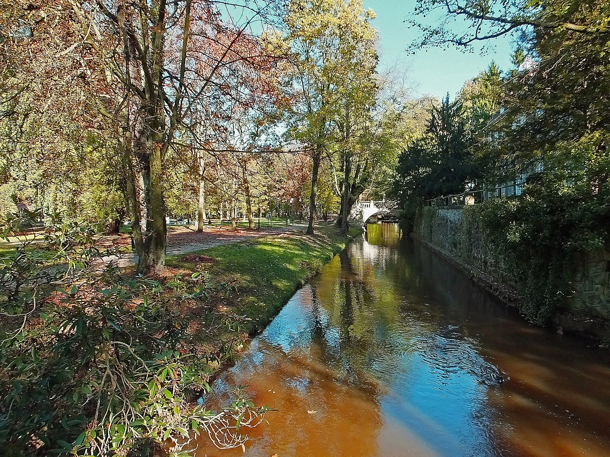 Photo showing: Iłowa, Park, rzeka Czerna Mała opływa pałac