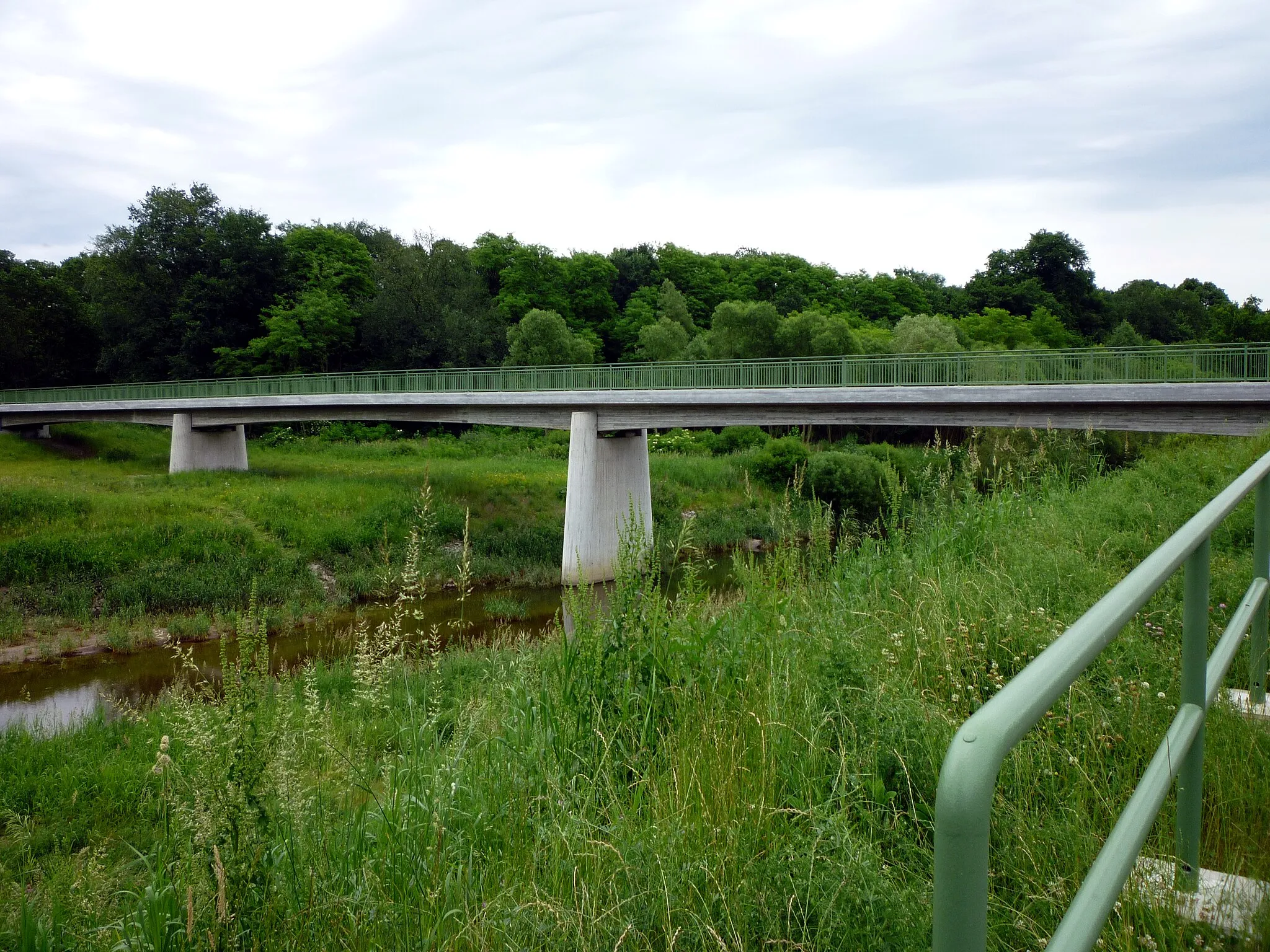 Photo showing: Brücke über die (Lausitzer) Neiße zwischen Zelz (Ortsteil von Neiße-Malxetal) und Siedlec (Dorf in Gmina Trzebiel)