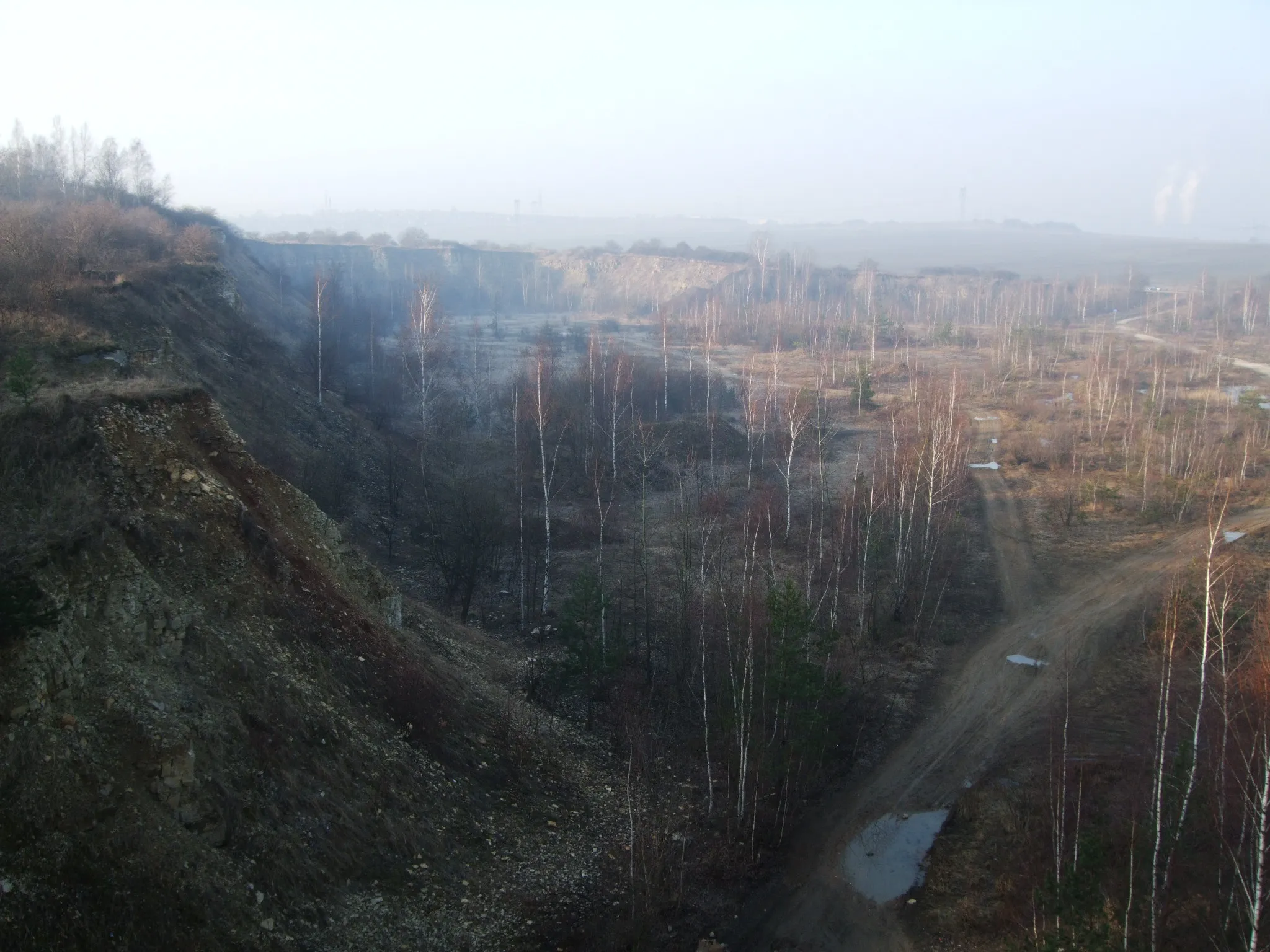 Photo showing: Nieczynne wyrobisko po kopalni dolomitu u podnóża Góry Sodowej(327m n.p.m.)