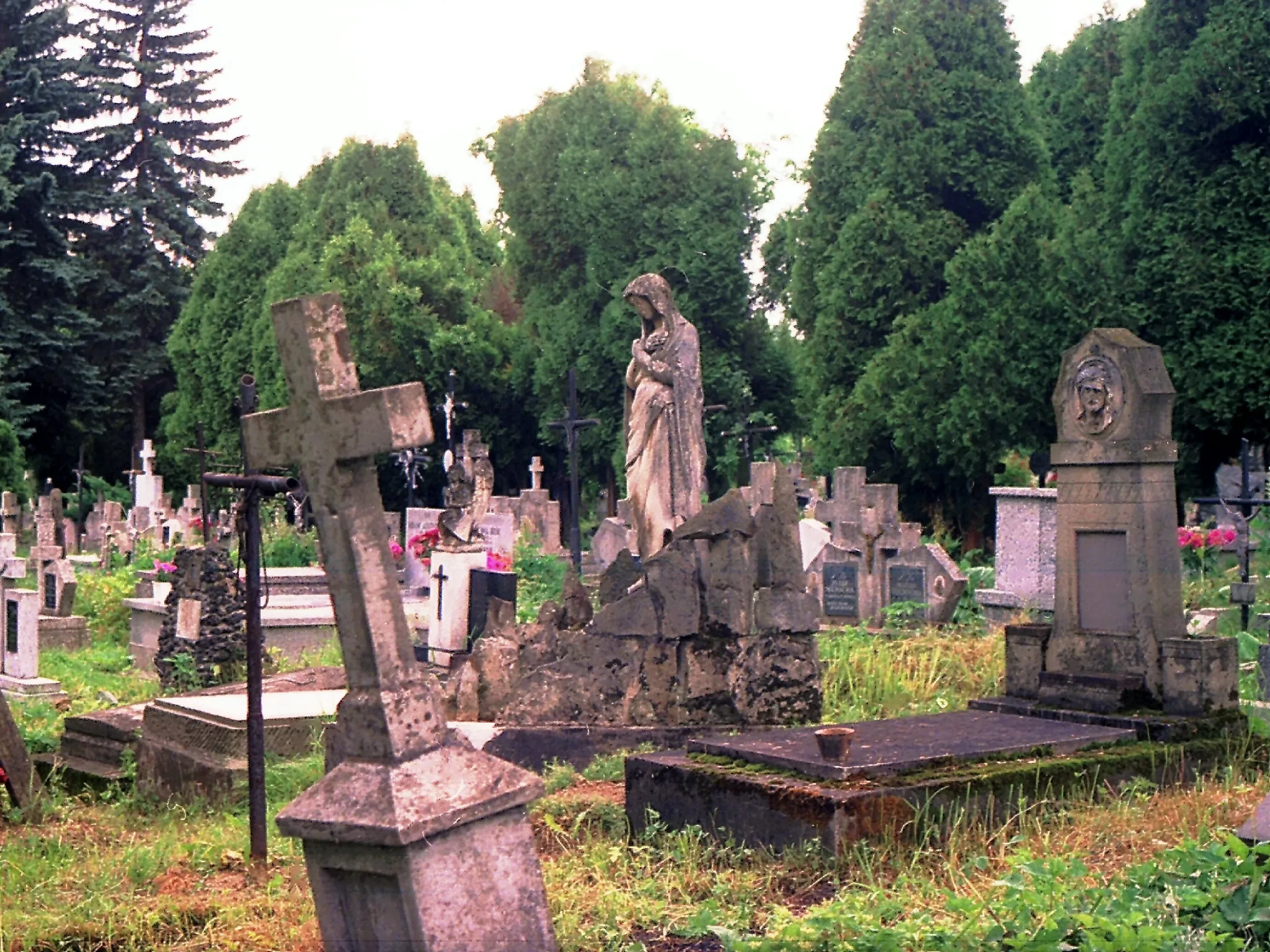 Photo showing: Łużna, parish cemetery - old graves
