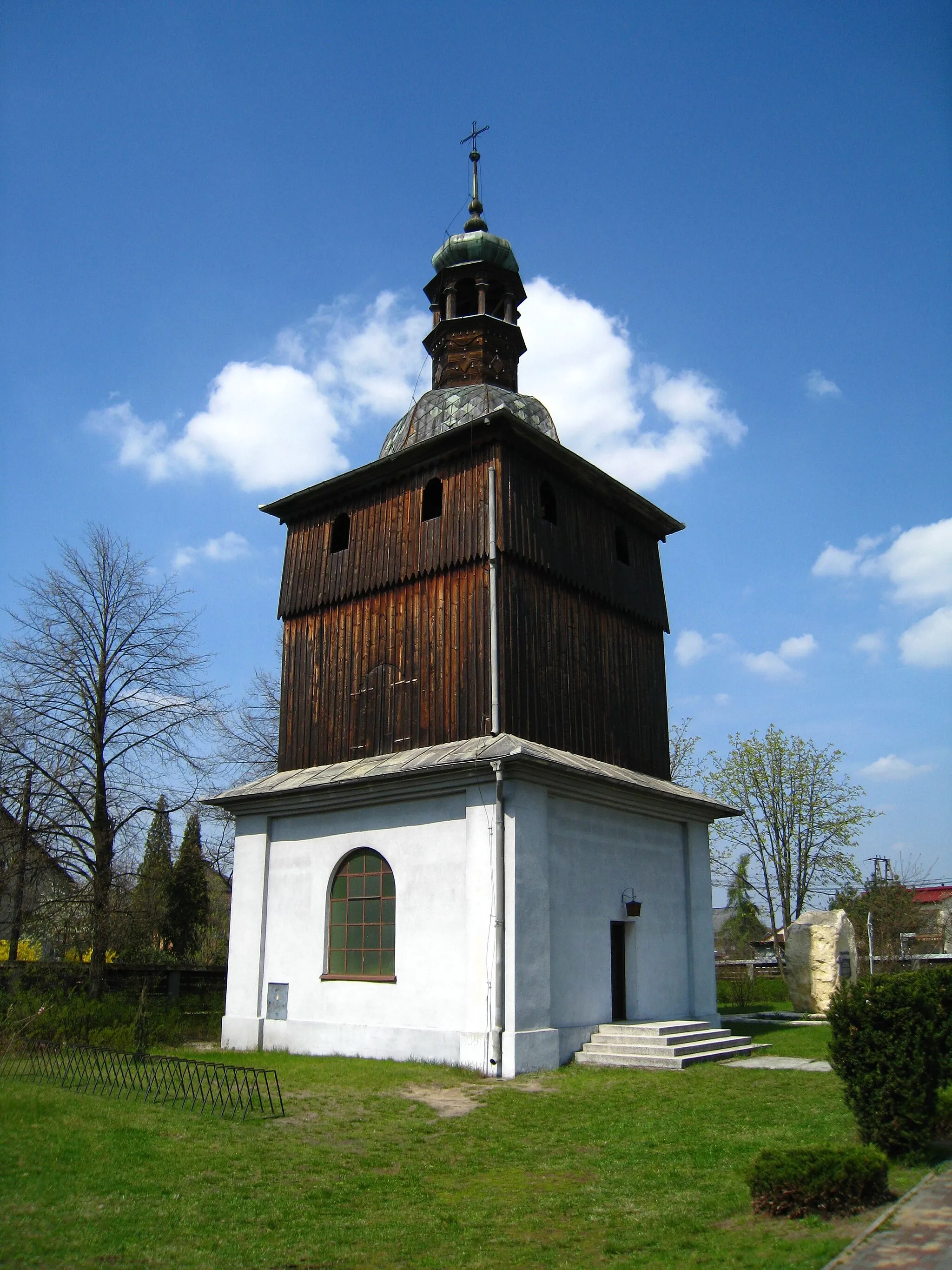 Photo showing: Bell Tower at Church in Metkow, near Oswiecim, Lesser Poland