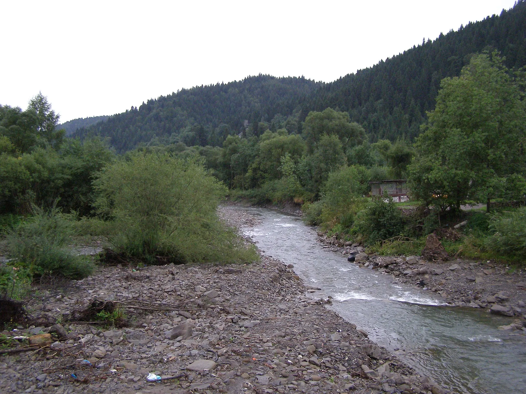Photo showing: Szczawa - the Kamienica Gorczańska river