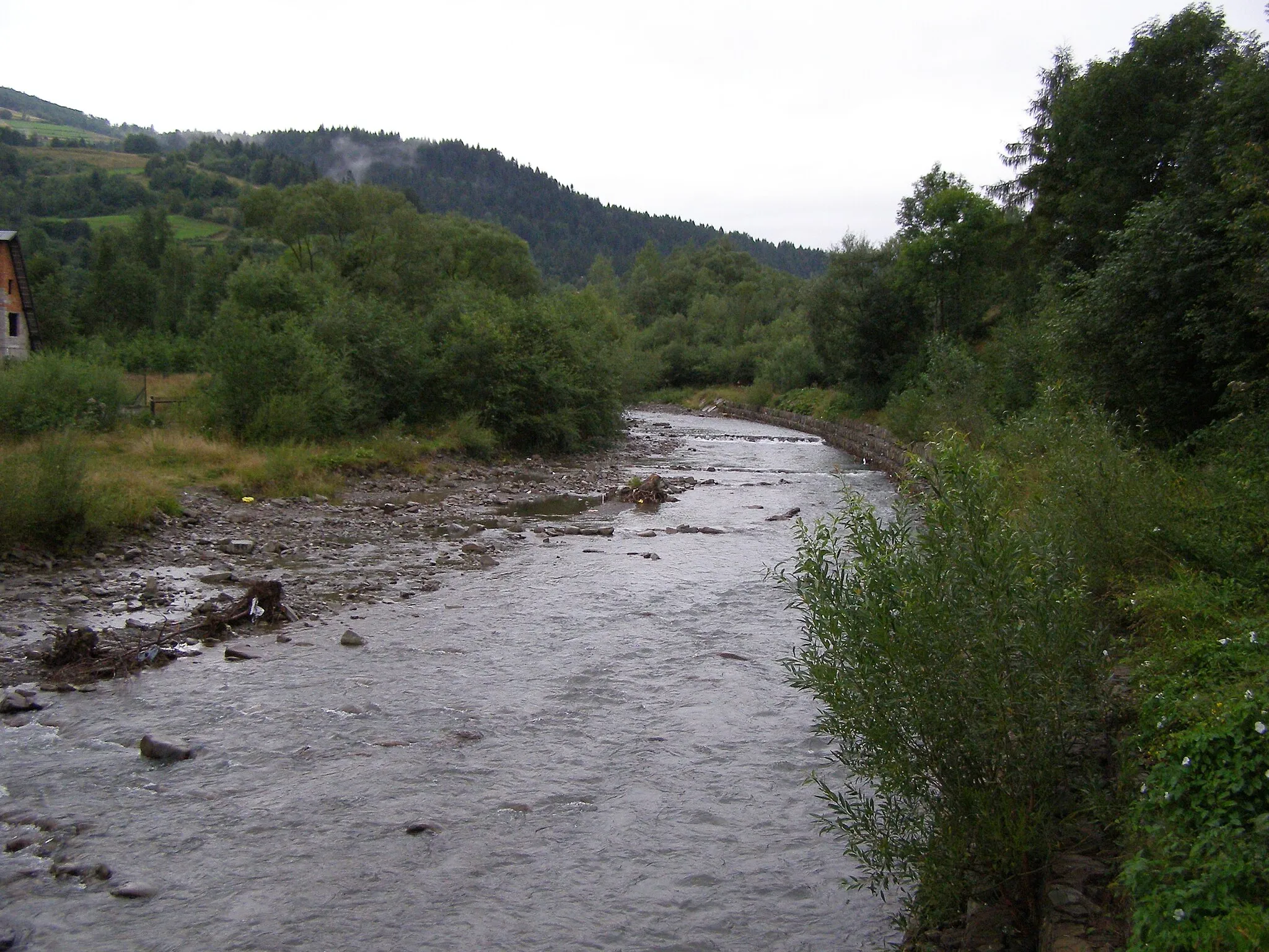 Photo showing: Szczawa - the Kamienica Gorczańska river