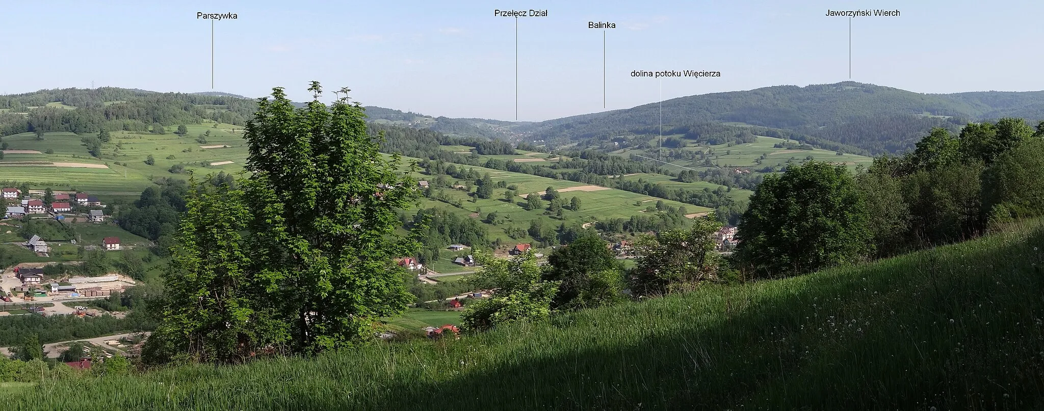 Photo showing: Widok z Urbaniej Góry w masywie Zębalowej
