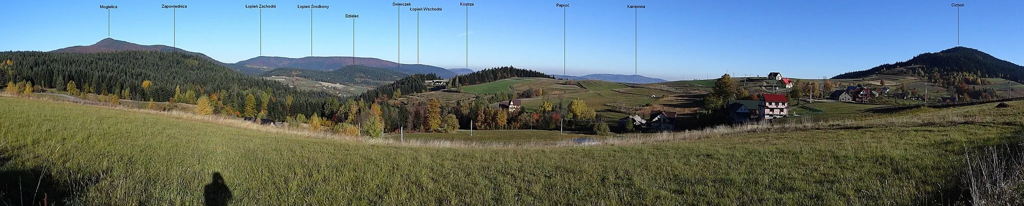 Photo showing: Panorama widokowa z okolic Przełęczy Słopnickiej