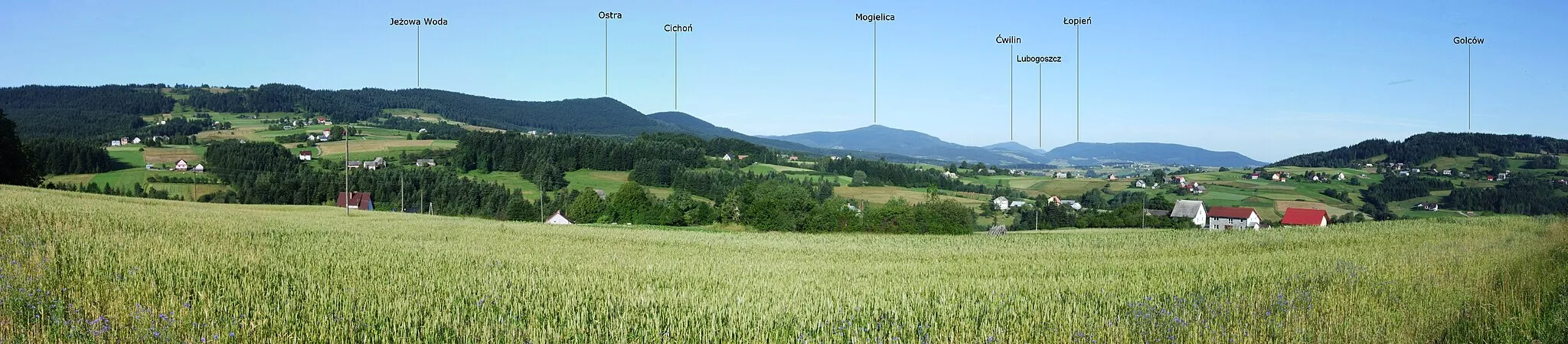 Photo showing: Panorama Beskidu Wyspowego z Siekierczyny