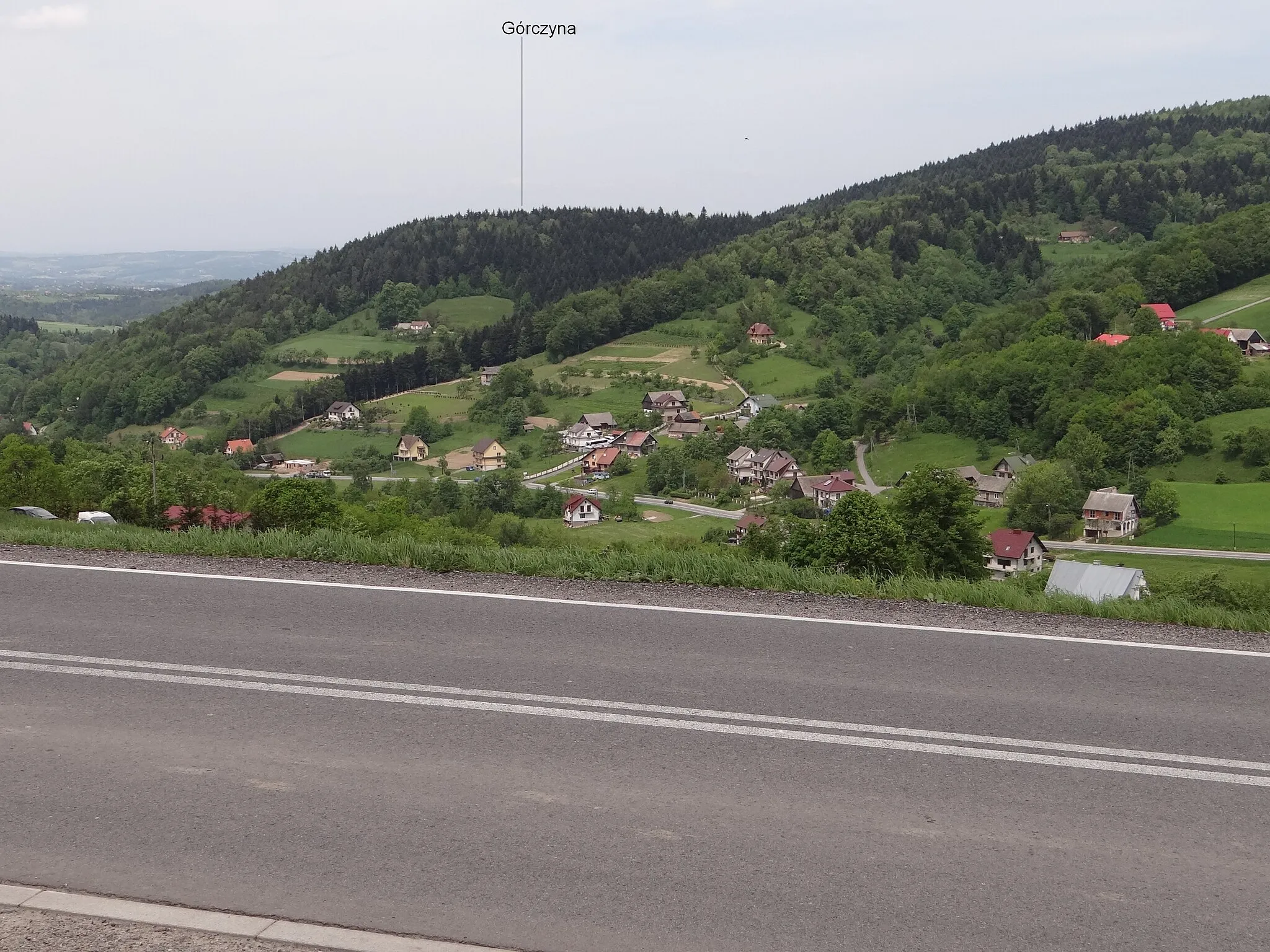 Photo showing: Górczyna, widok z punktu weidokowego na przełęczy Rozdziele