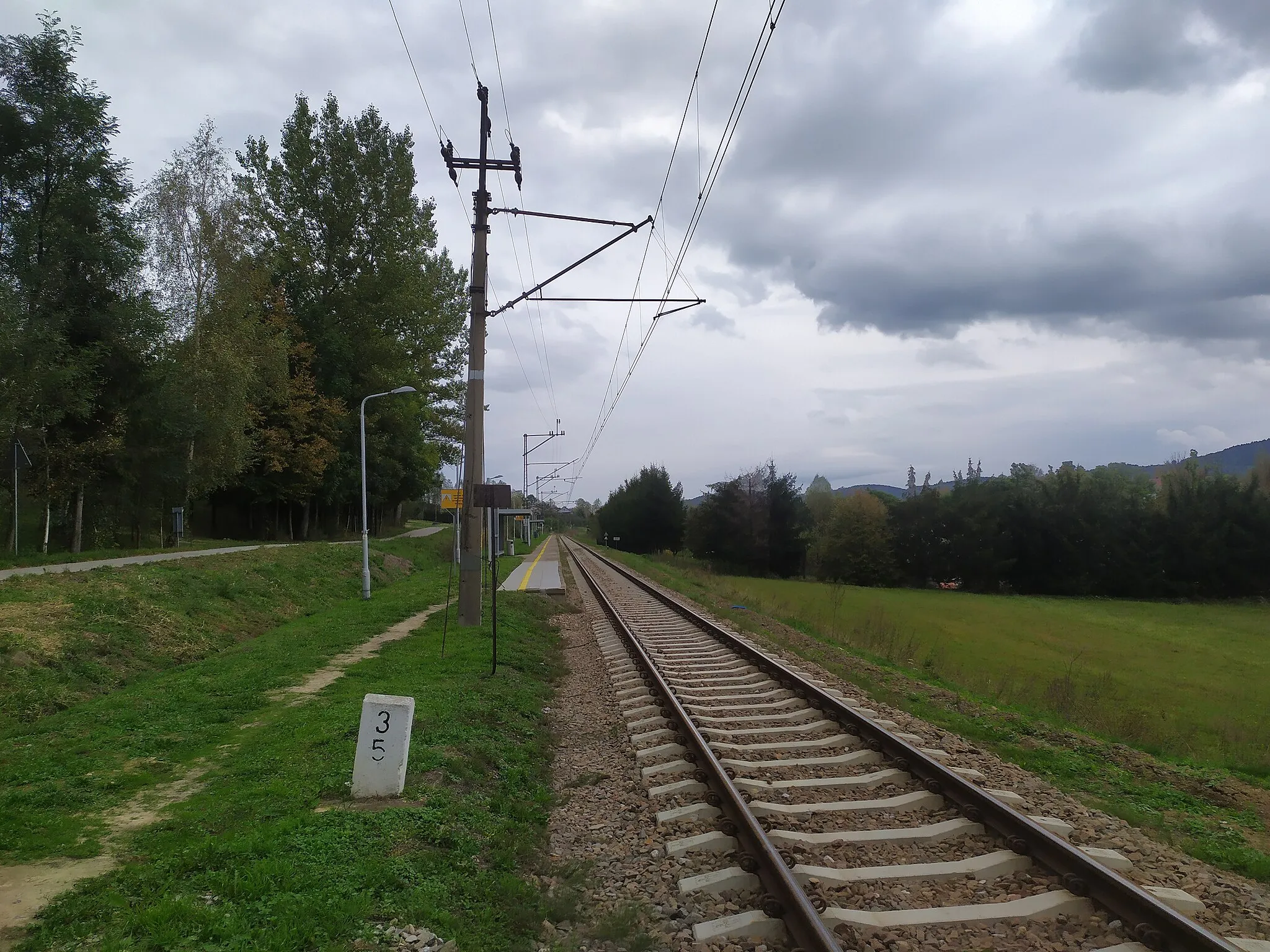 Photo showing: Przystanek kolejowy Polna - widok w kierunku Gorlic (2020)