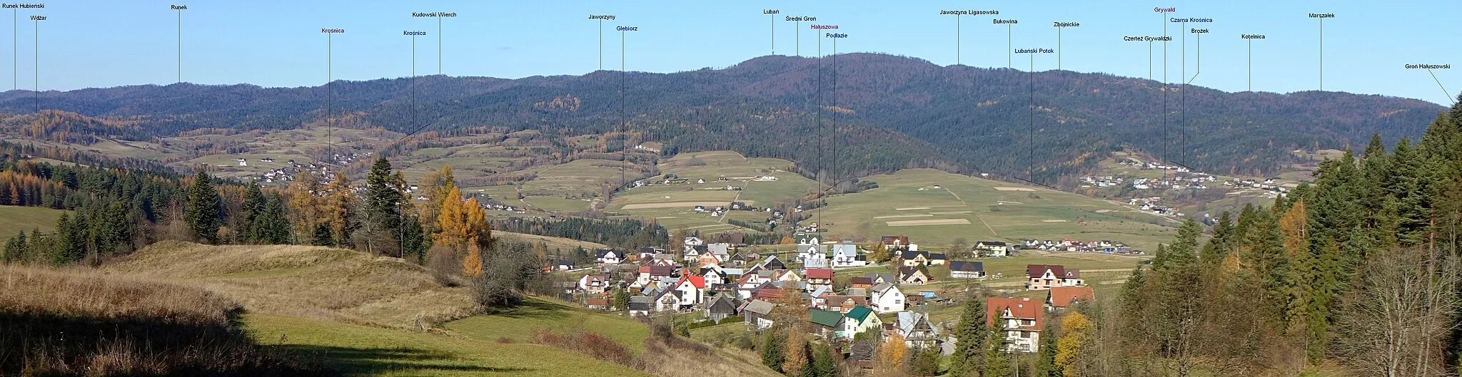 Photo showing: Widok z okolic przełęczy Sańba w Pieninach na Pasmo Lubania