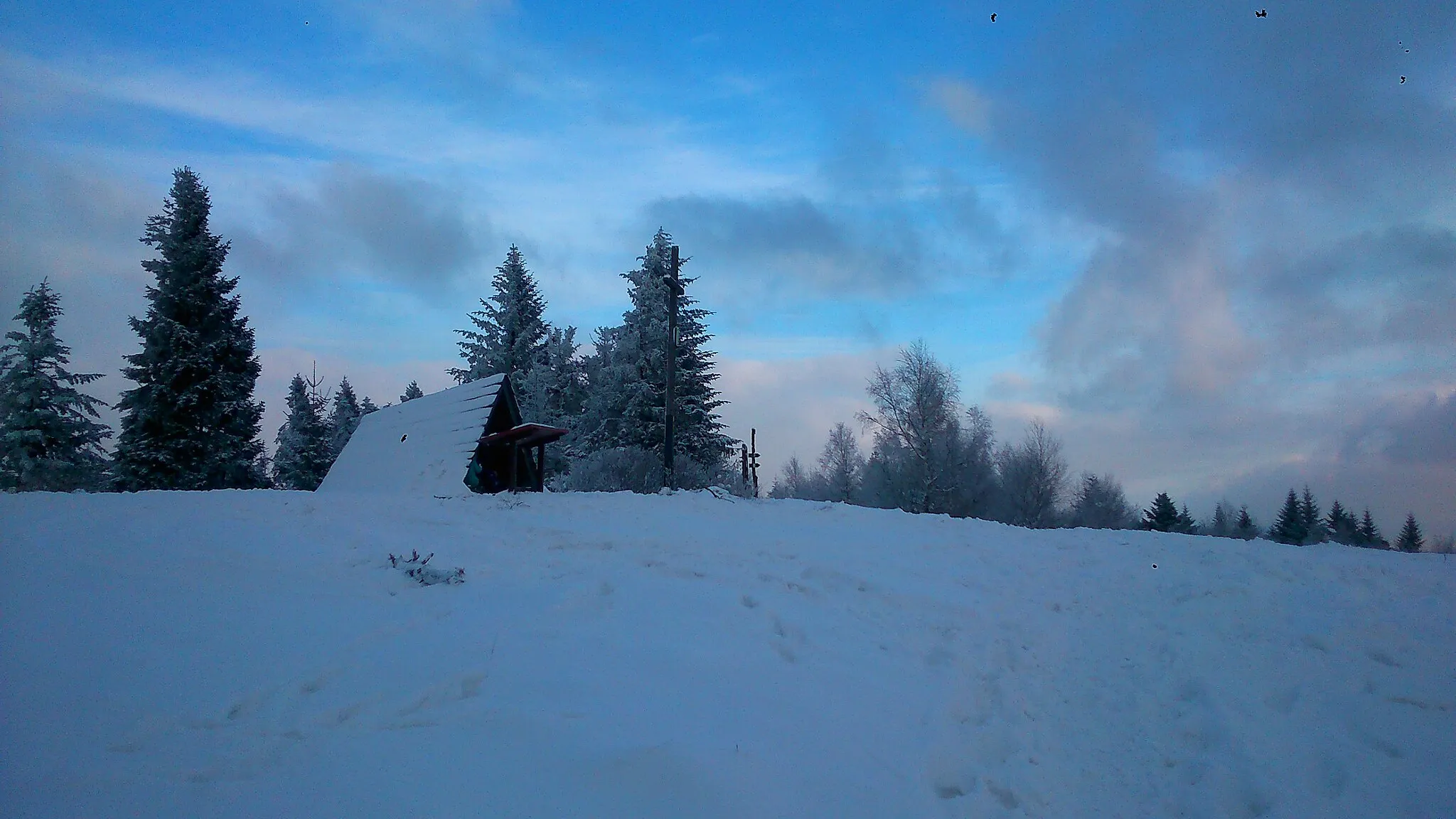 Photo showing: Winter on Leskowiec, mountain in Little Beskids, Poland