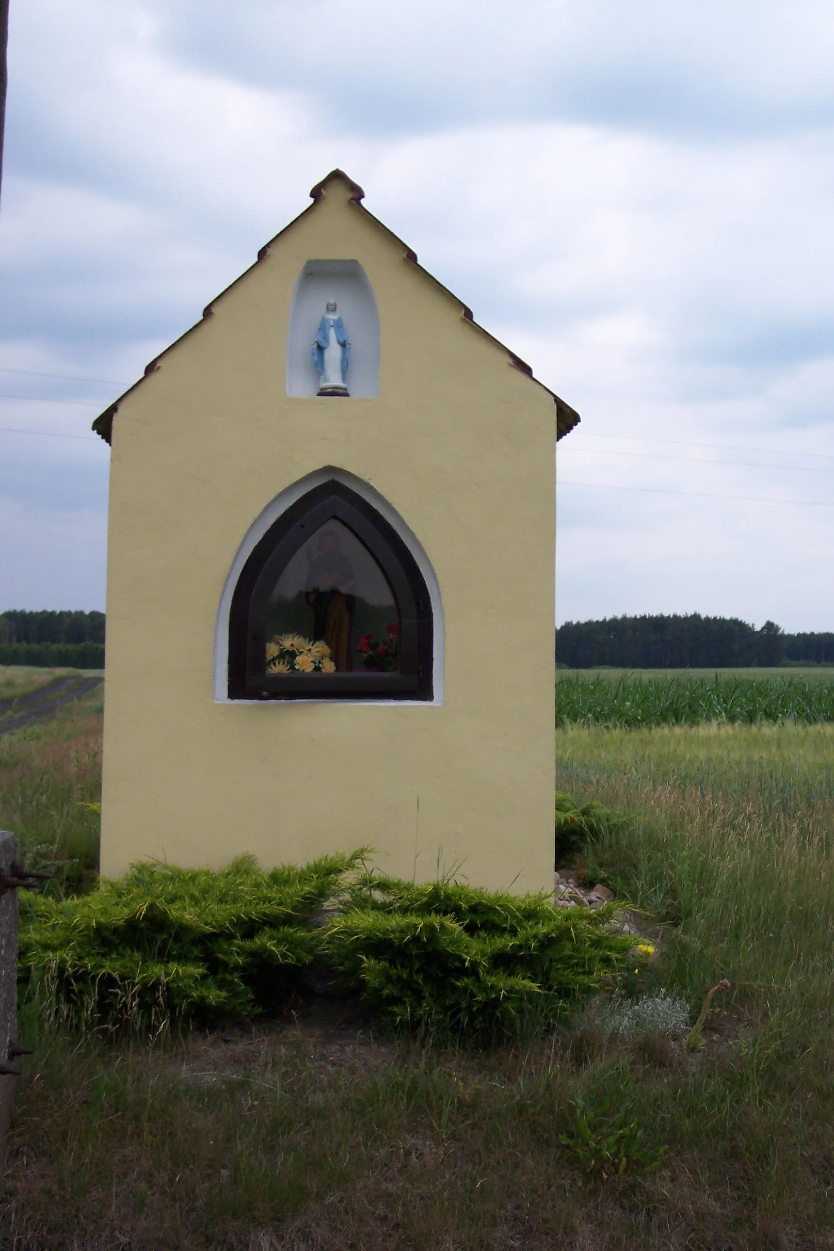 Photo showing: Kapliczka przydrożna w Kniei