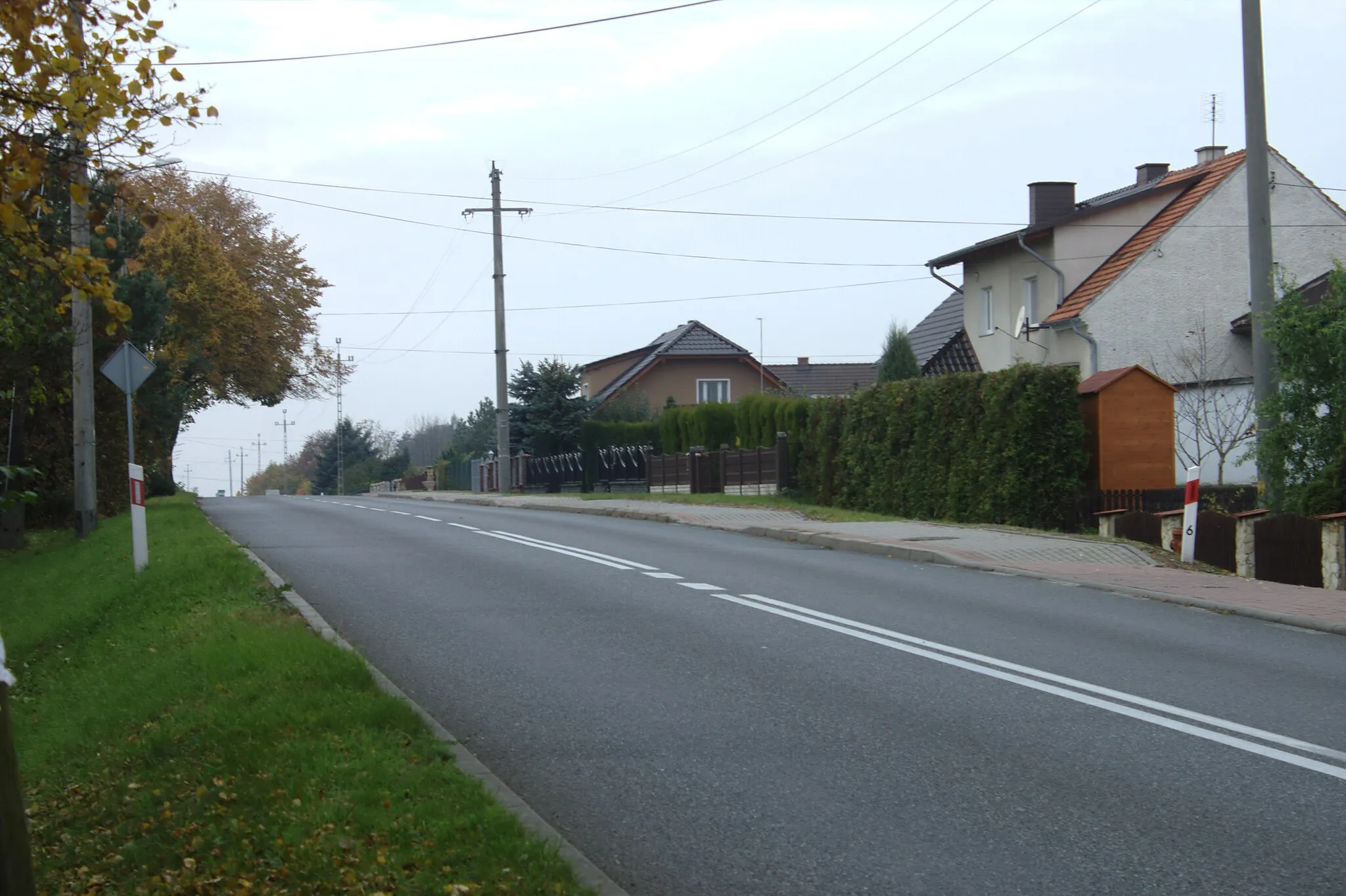 Photo showing: Main road in the village of Rożniątów, Poland