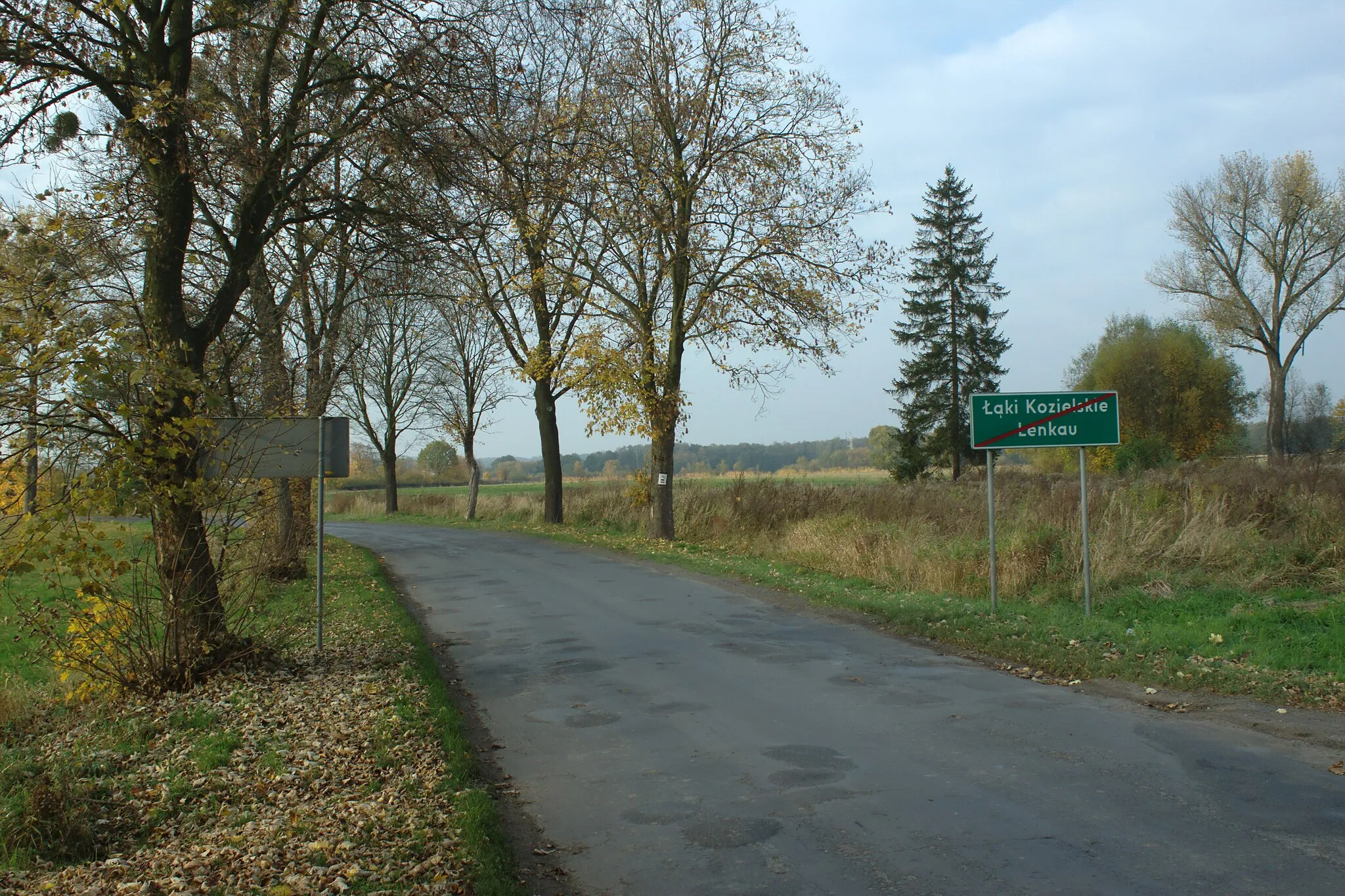 Photo showing: Western limit of the town of Łąki Kozielskie, Poland