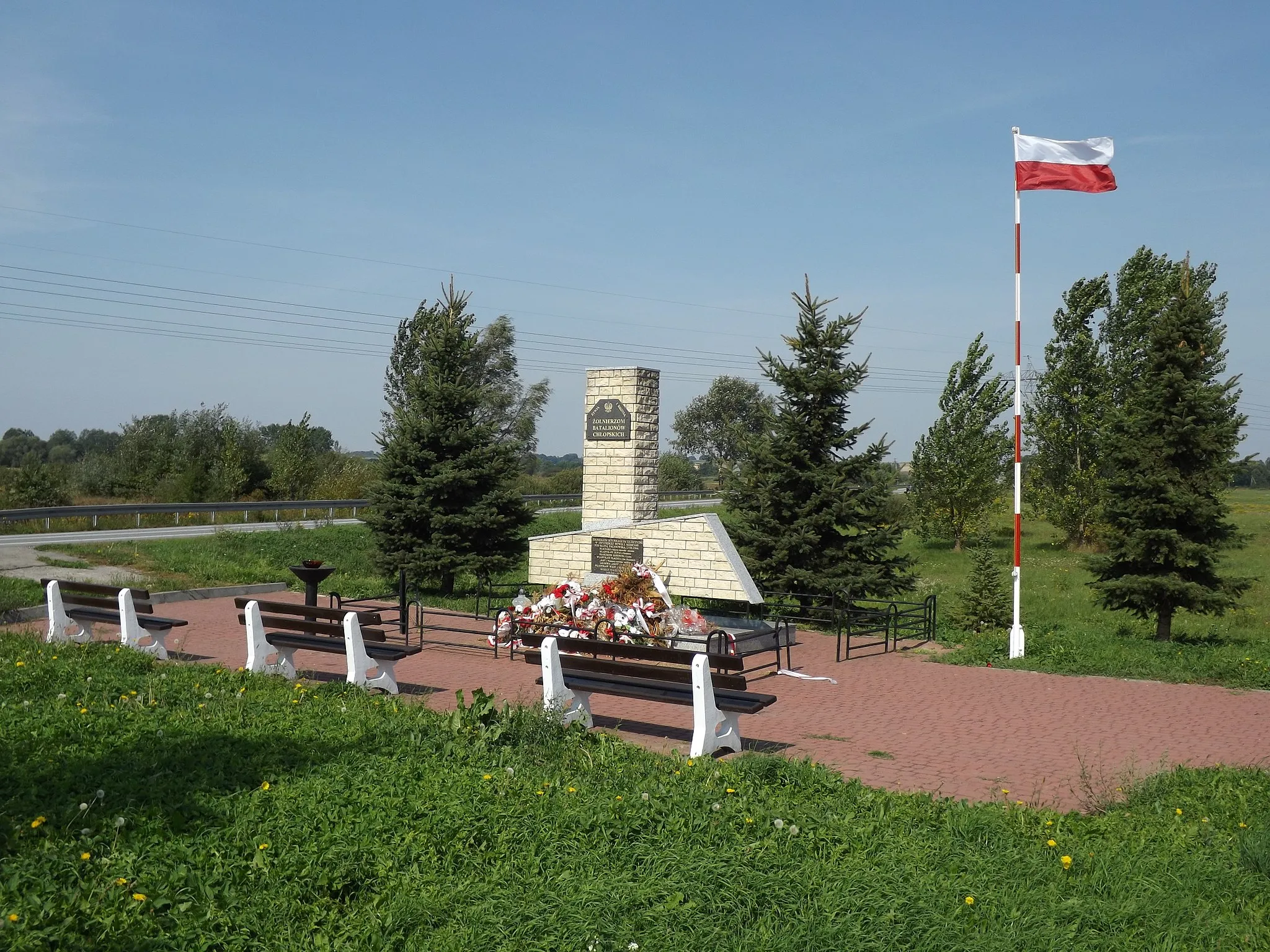 Photo showing: Pomnik upamiętniający partyzantów Batalionów Chłopskich. poległych w bitwie pod Słupią