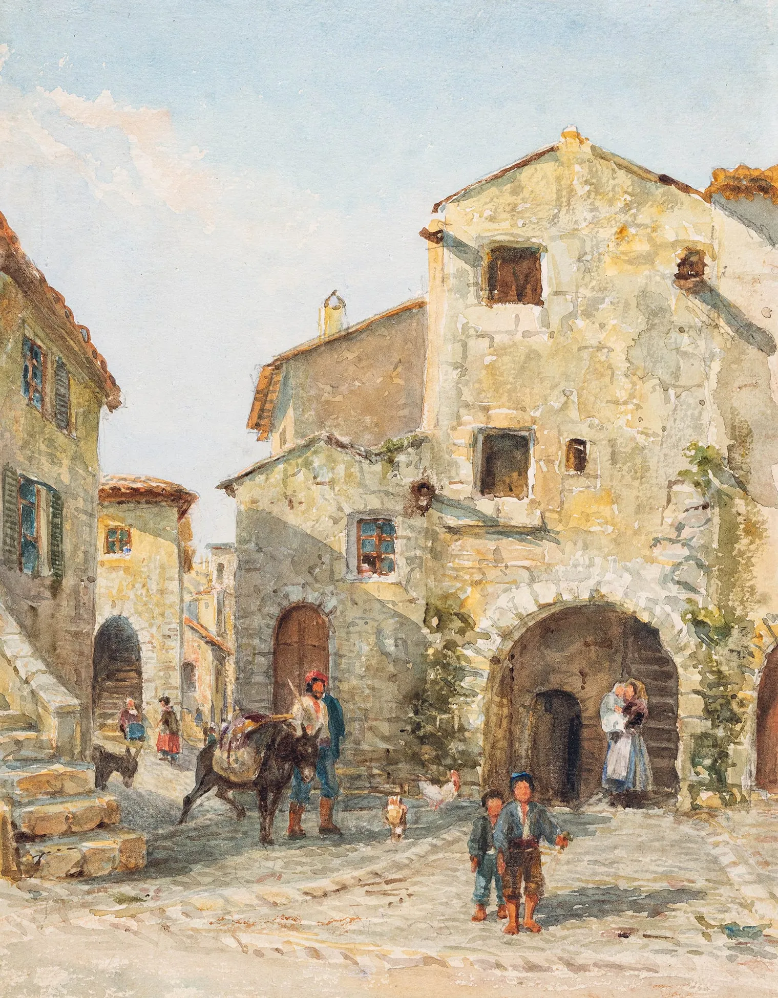 Photo showing: Offered for sale by Abbott and Holder in March 2020 when it was described as "‘Turbia’. Watercolour. Inscribed and dated verso, 14th March, 1866. 12x9.25 inches."