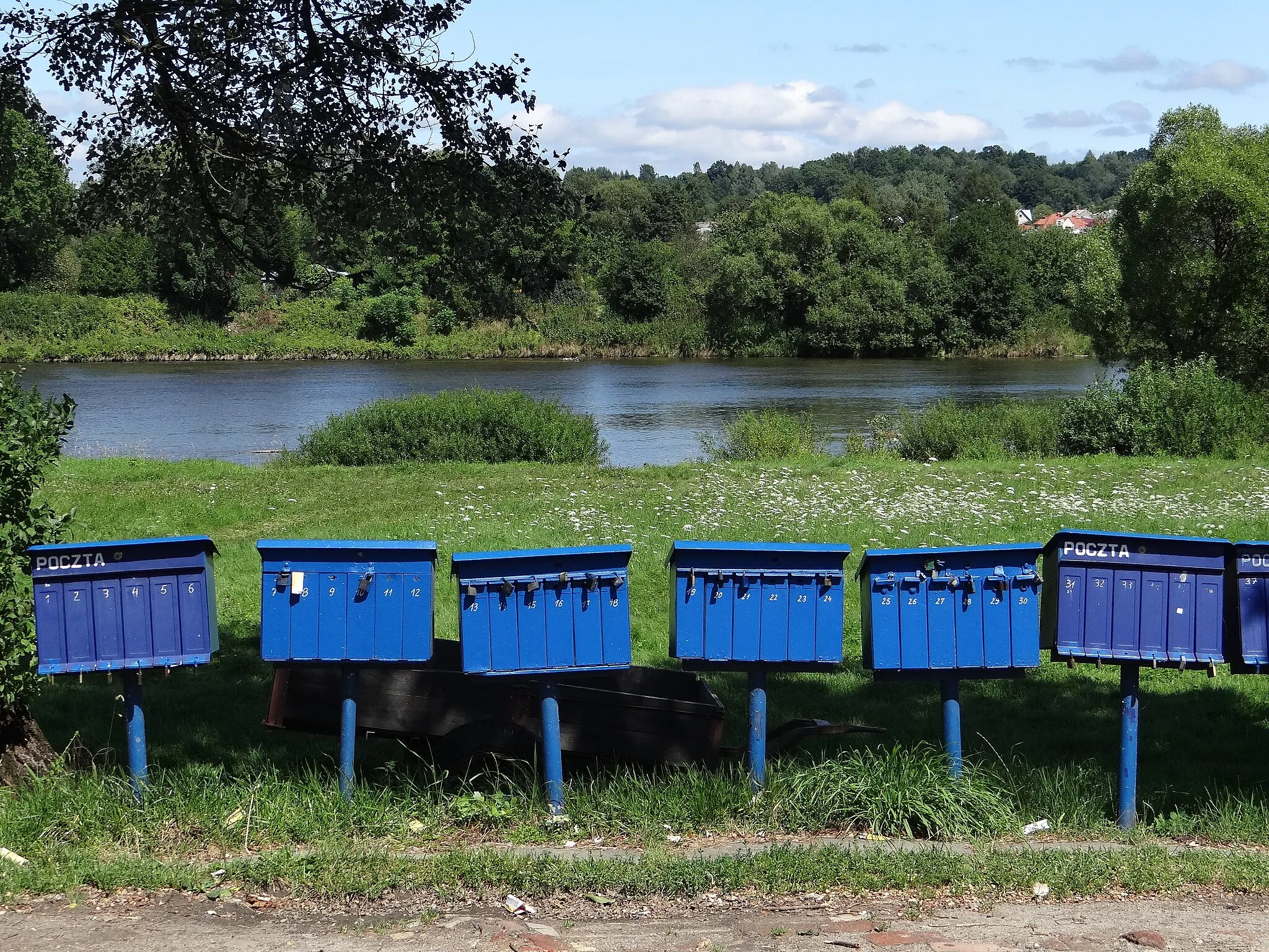 Photo showing: San River Scene with Postboxes - Huzele - Near Lesko - Poland