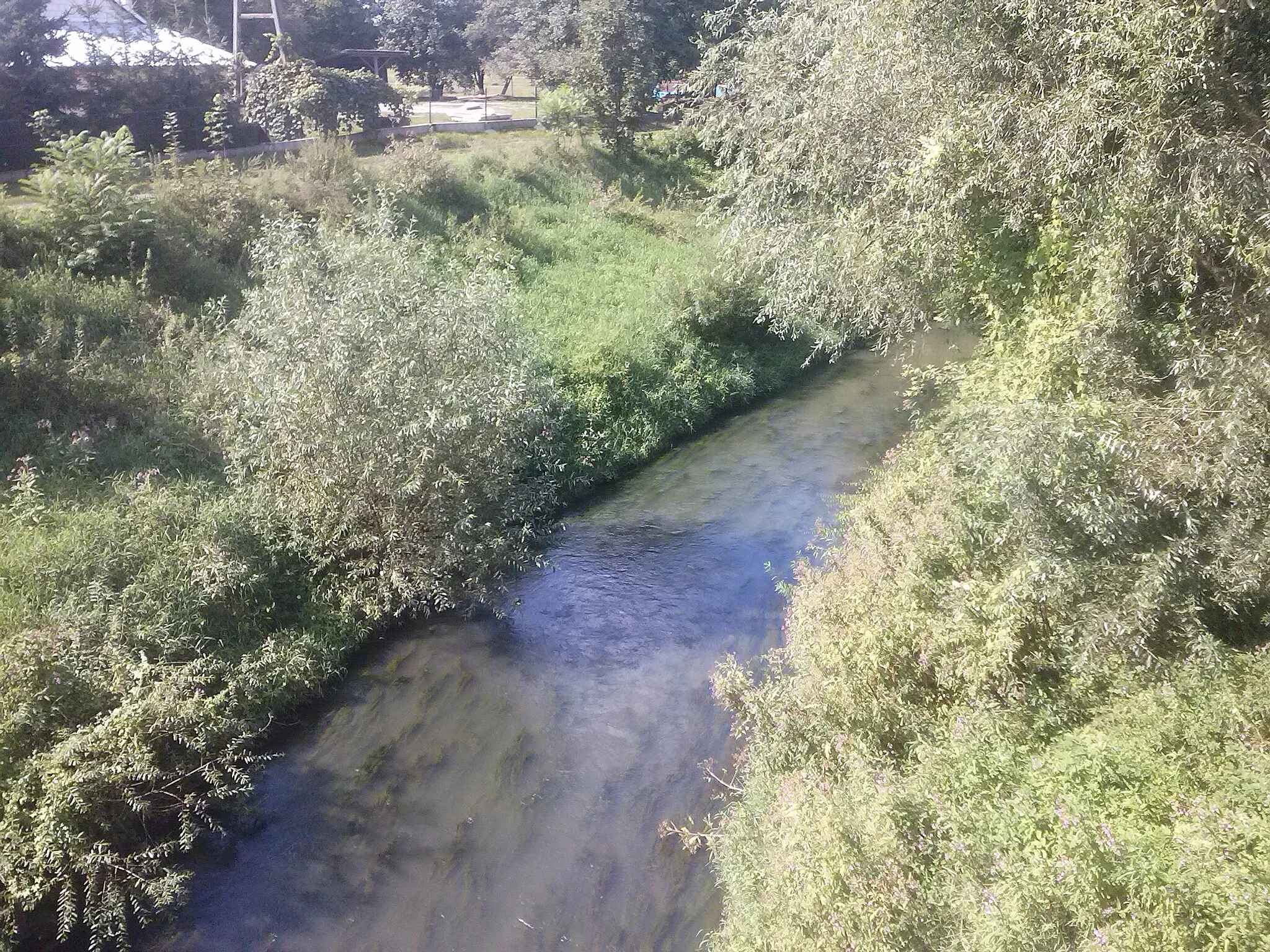 Photo showing: Widok na rzekę Mleczkę z mostu w Gniewczynie Łańcuckiej