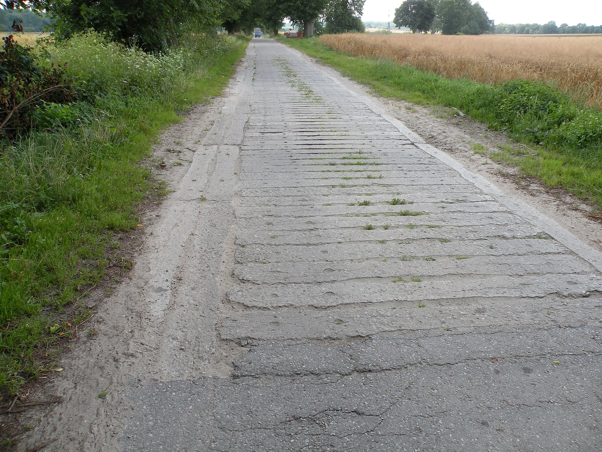 Photo showing: Droga ze wsi Lipiec, wykonana z podkładów kolejowych (betonoych) - rozebrana pobliska dawna linia kolejowa z Dzierzgonia