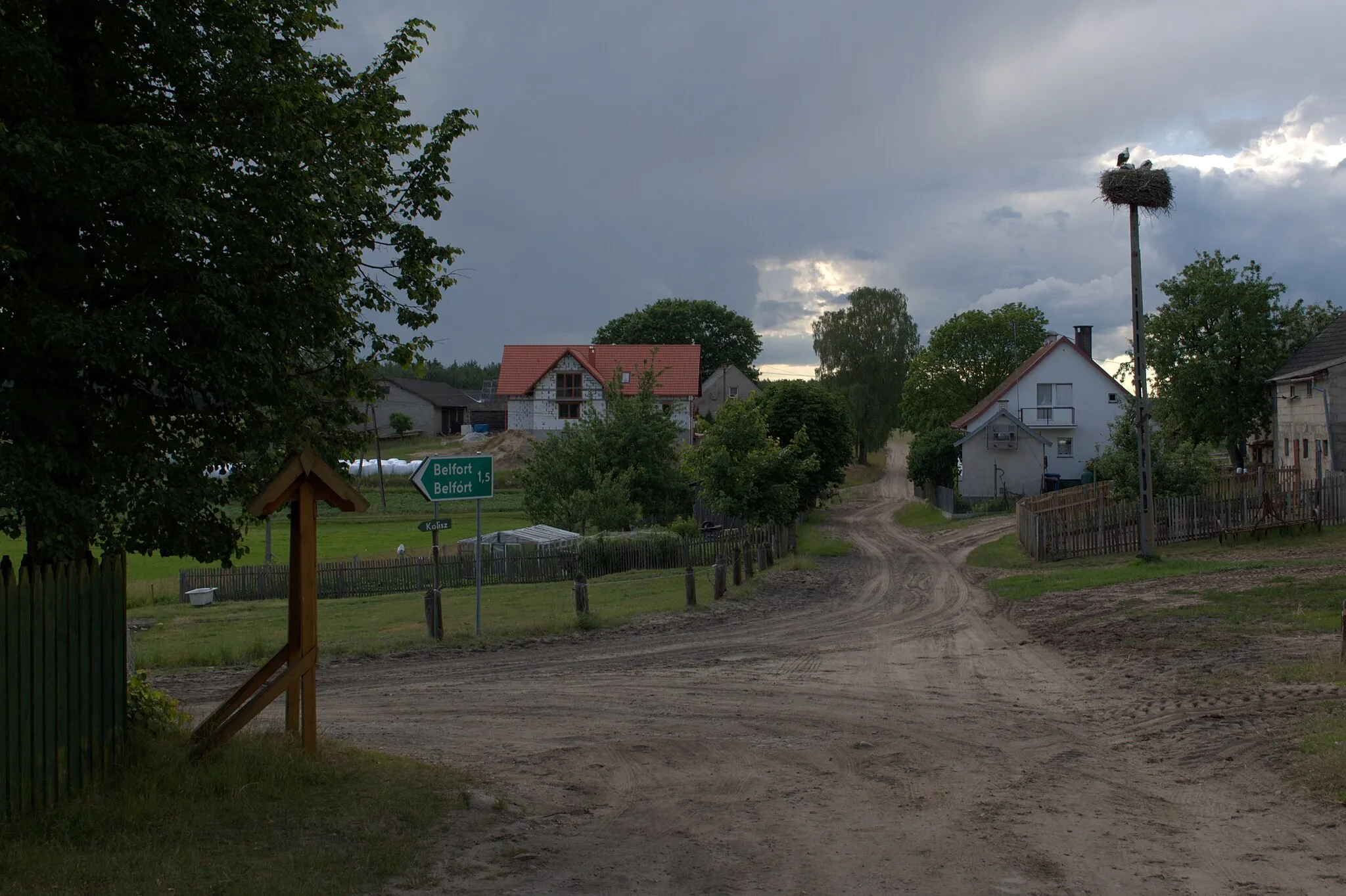 Photo showing: Stork nest in Schodno, Pomeranian Voivodeship, Poland