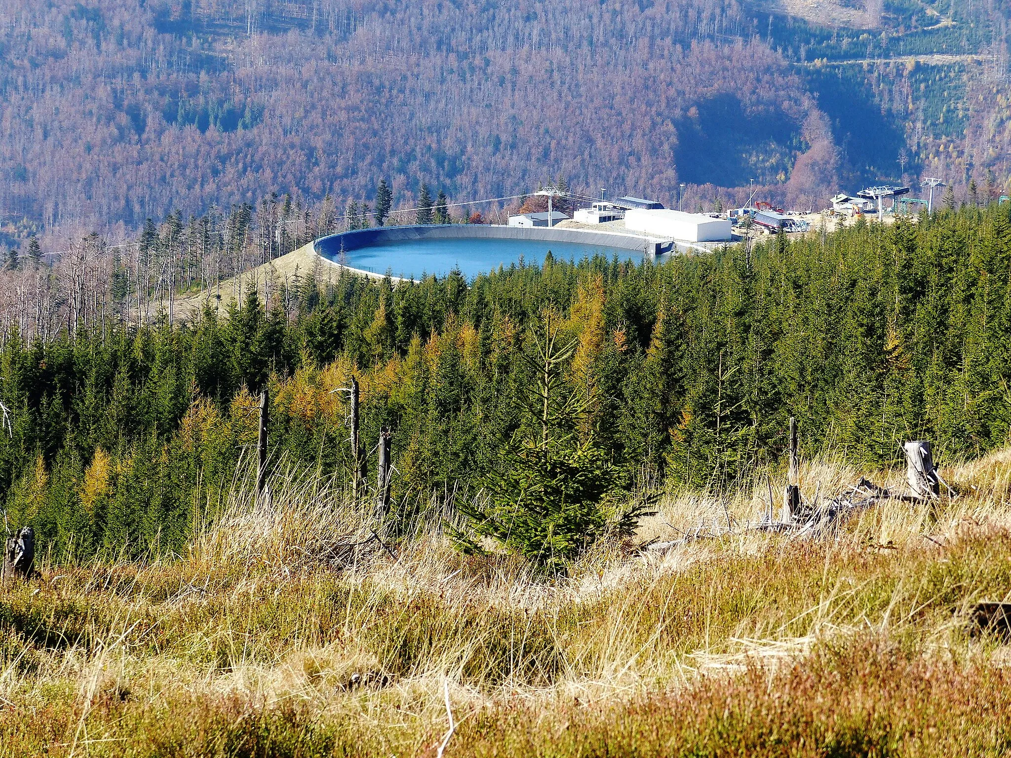 Photo showing: A water reservoir for ski resort on Małe Skrzyczne