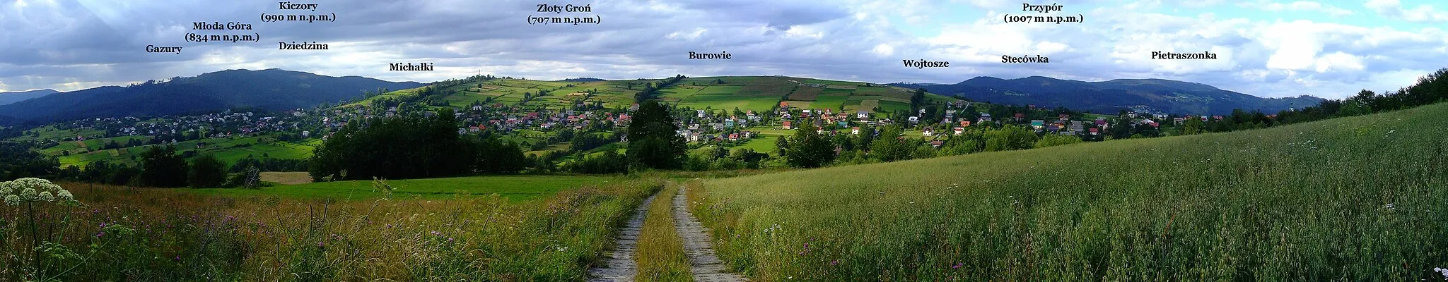 Photo showing: Istebna village from Beskid hill.