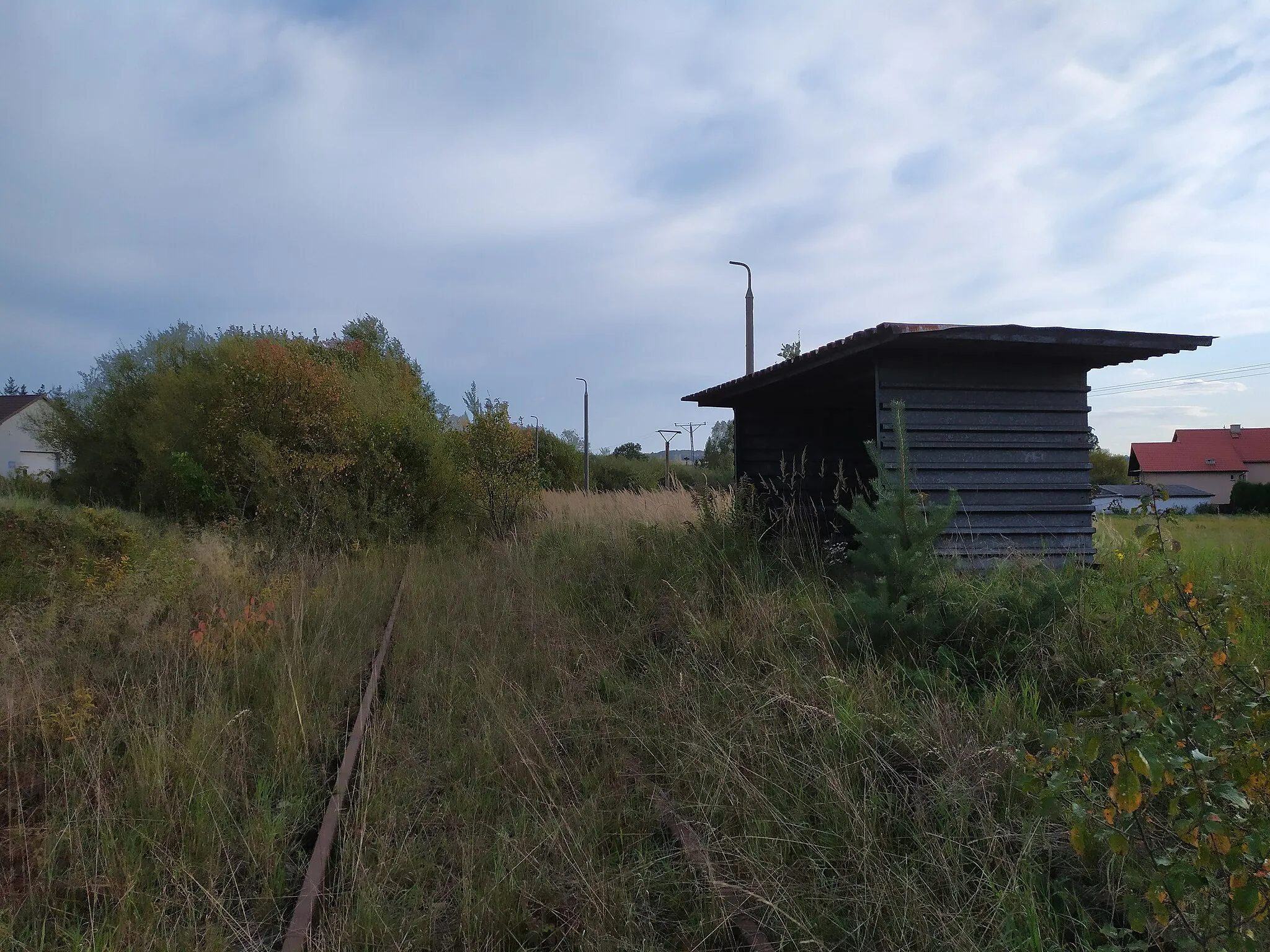 Photo showing: Przystanek kolejowy Piła Kościelecka w 2019 roku (widok w kierunku Wadowic)