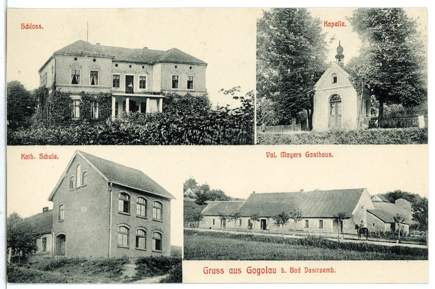 Photo showing: Gogolau; Schloß, Kapelle, Schule, Gasthaus; jetzt Gogołowa, Gmina Mszana, Woiwodschaft Schlesein
