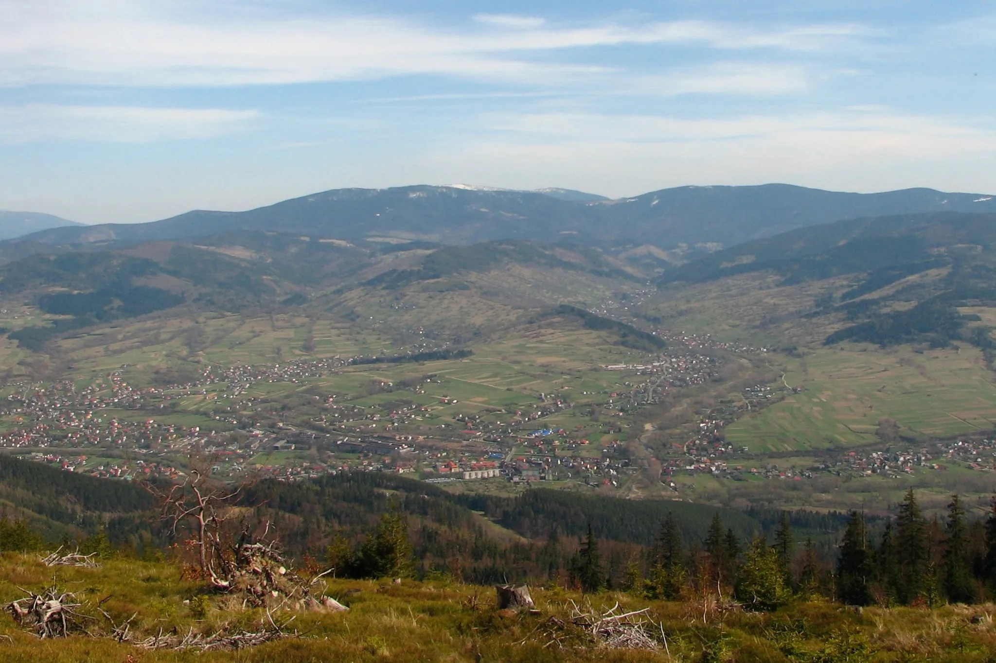 Photo showing: Węgierska Górka i Żabnica, widok z Glinnego