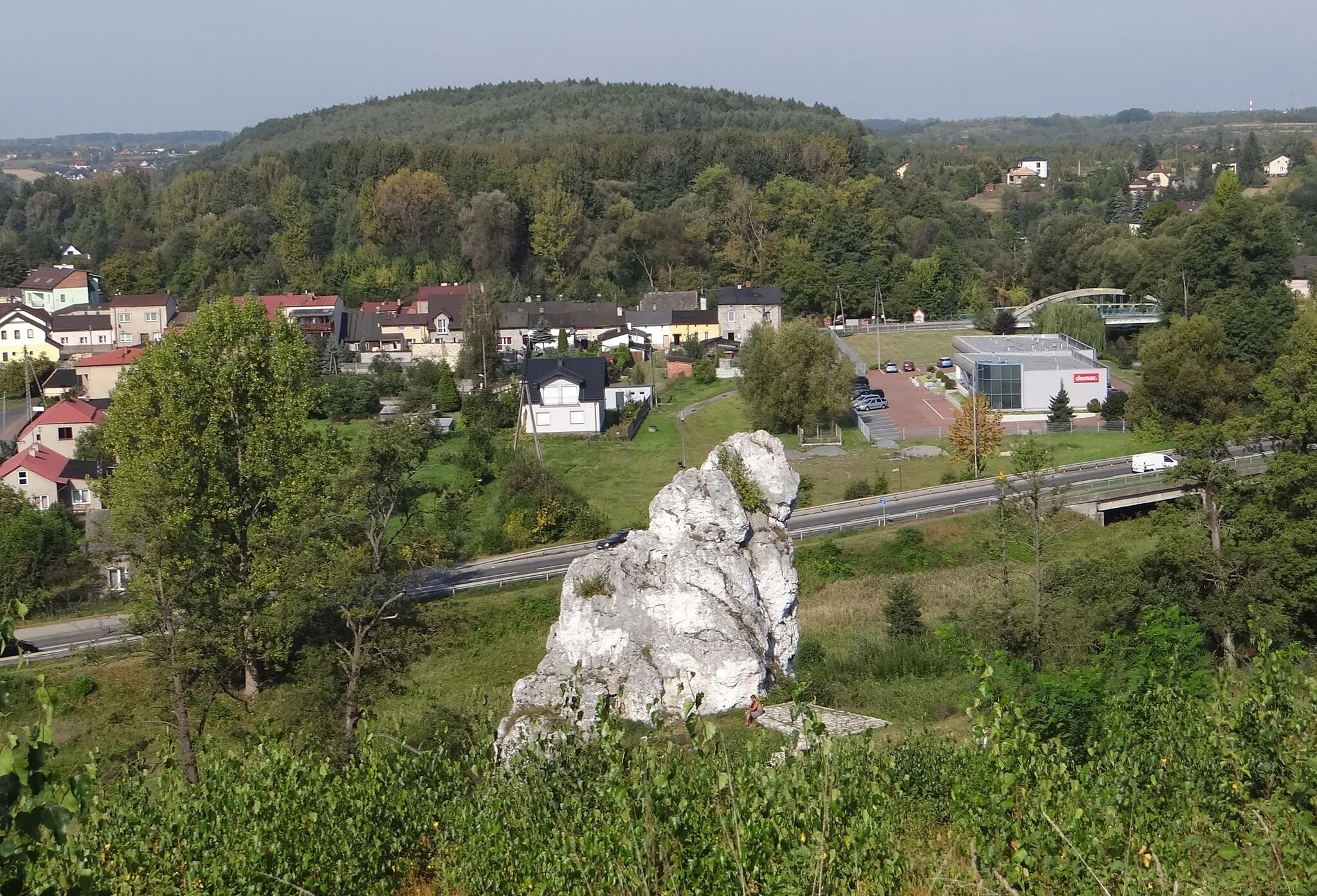 Photo showing: Widok z Góry Szwajcera na Mstów i porośniętą lasem Dobrą Górę