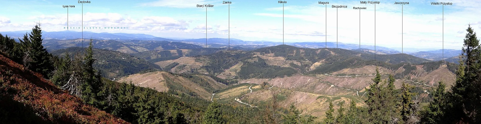 Photo showing: Panorama  z Wielkiej Raczy na zachód