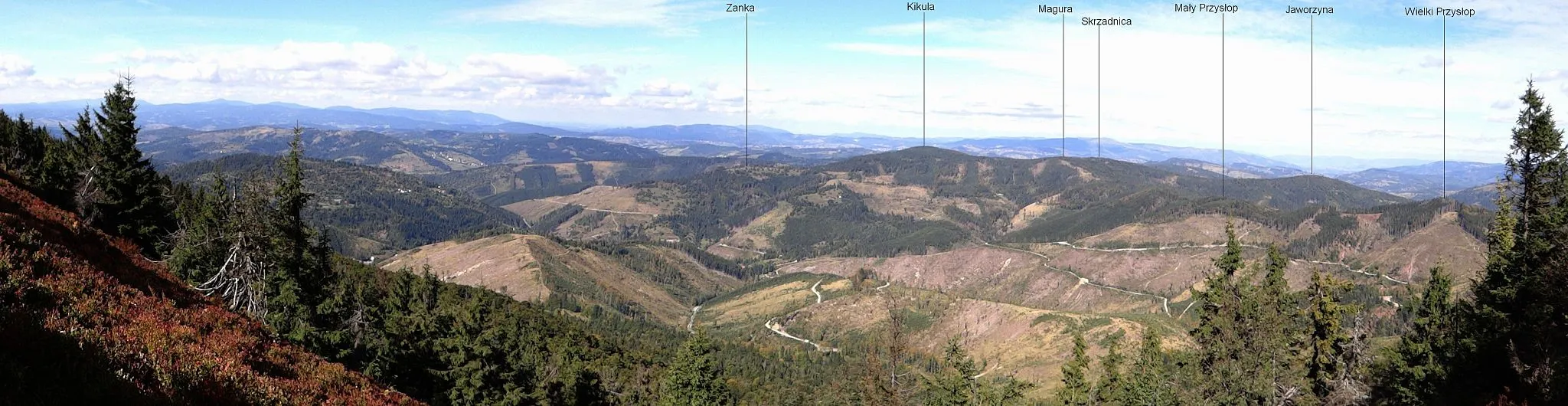 Photo showing: Panorama  z Wielkiej Raczy na zachód