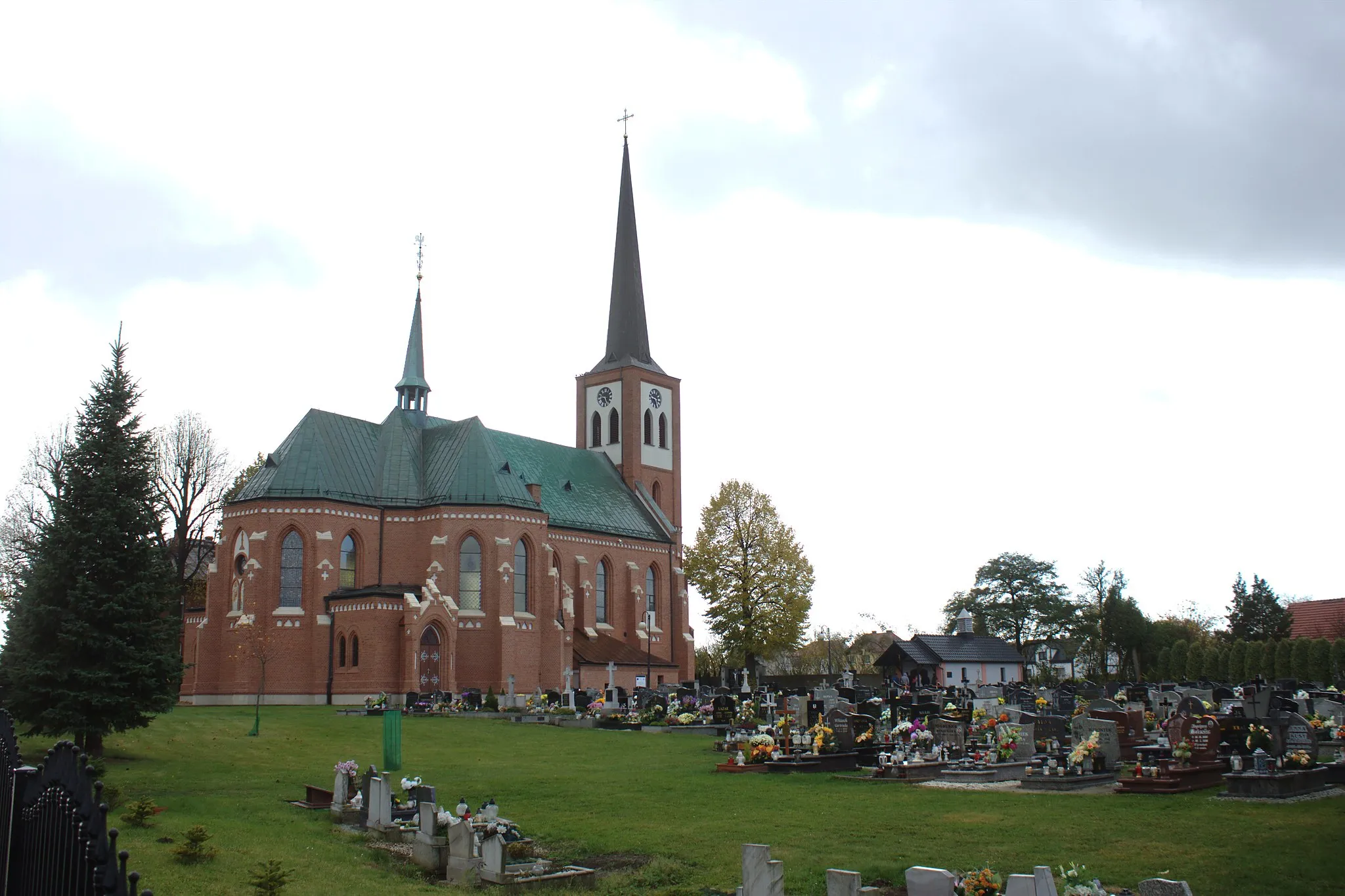 Photo showing: A church in the town of Borucin, Silesian Voivodeship, PL