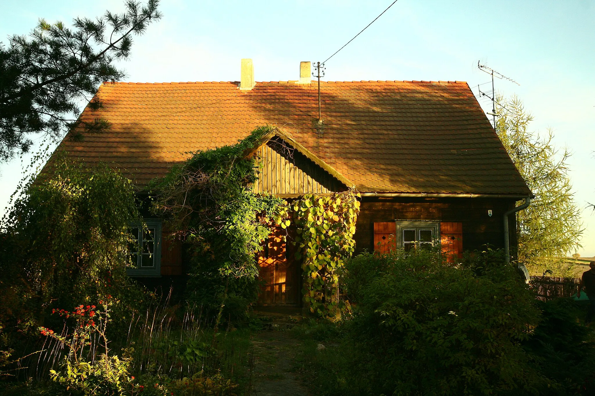 Photo showing: Dom drewniany zwany "starą szkołą", pierwotnie leśniczówka
Natolin 33, Lipie