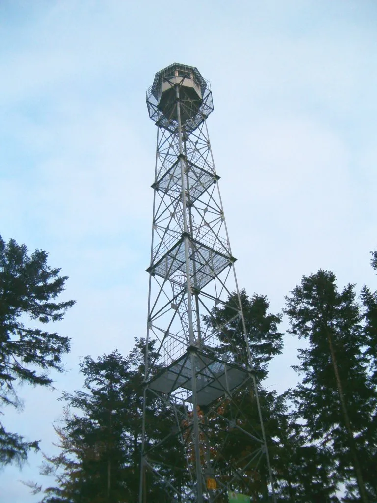 Photo showing: Obserwacyjna wieża pożarowa (wysokość 30 m.)na Górze Dobrzeszowskiej w Górach Świętokrzyskich (woj. świętokrzyskie, powiat kielecki, gmina Łopuszno)