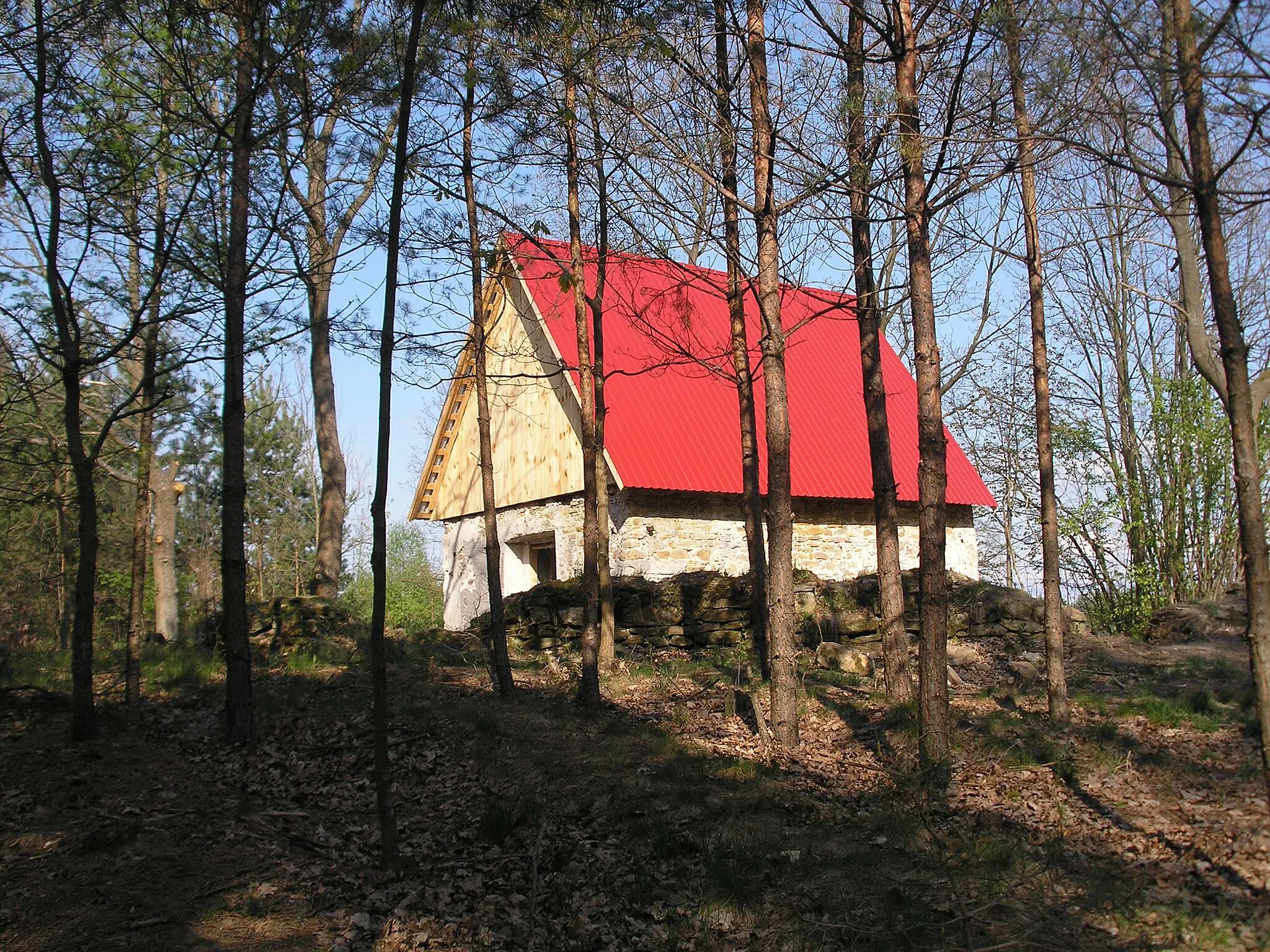 Photo showing: Machory. Kaplica Dołęgów podczas remontu.