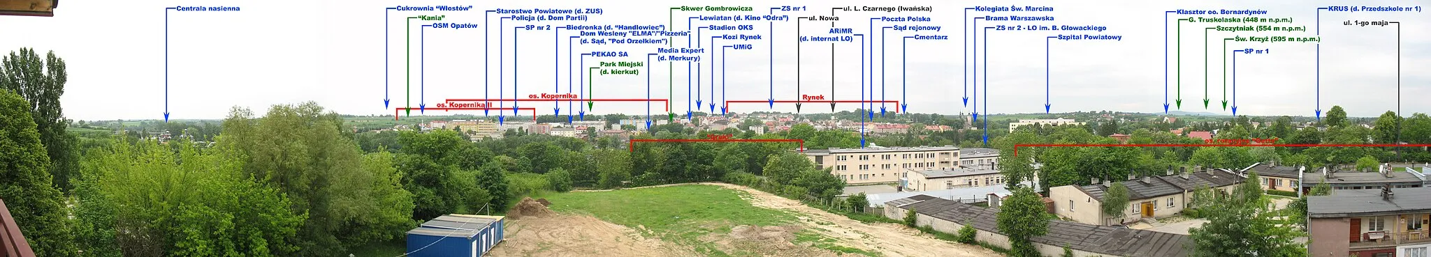 Photo showing: panoramic view of Opatów Town with a description of important places